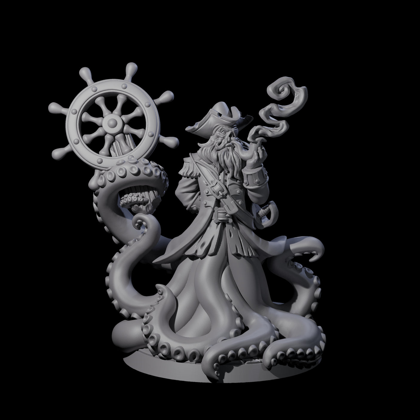 Tentacly Captain of the Seven Seas Miniature for Dungeons and Dragons, Pathfinder or other TTRPGs