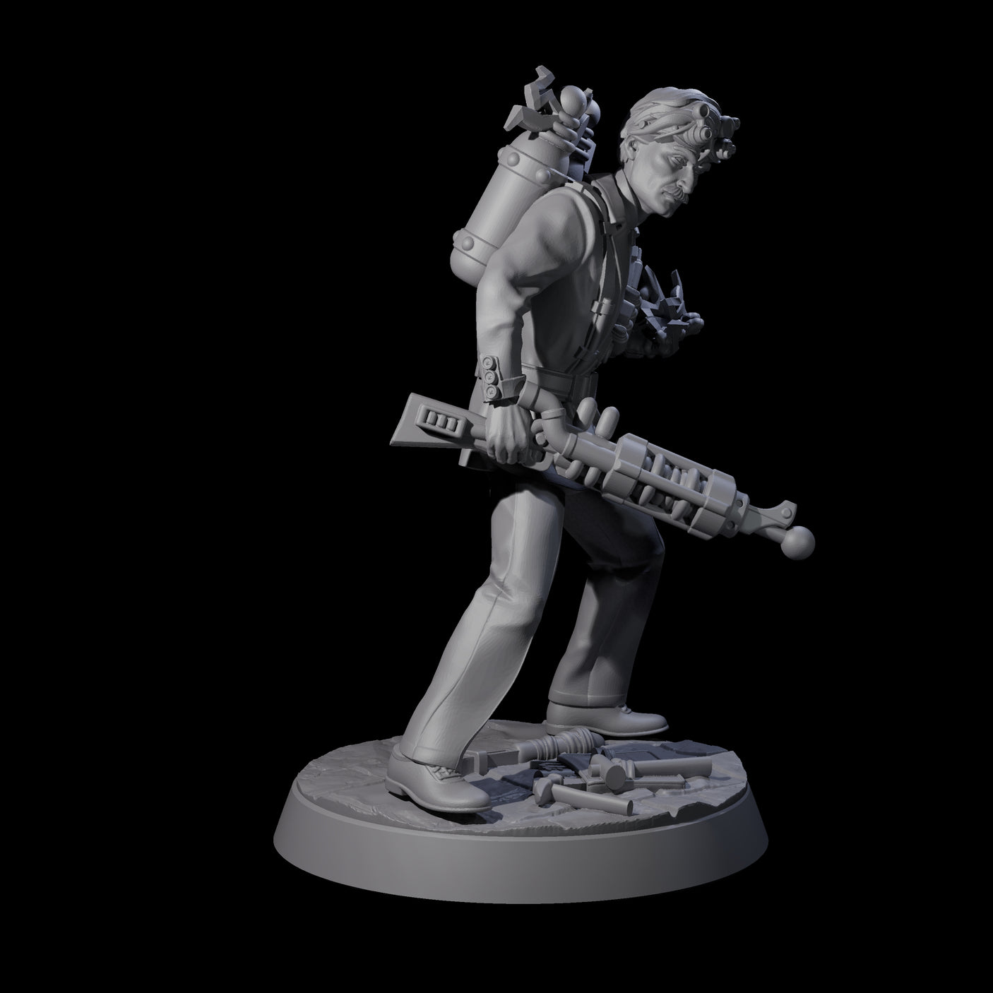 Tesla Backpacked Human Inventor Miniature for Dungeons and Dragons, Pathfinder or other TTRPGs