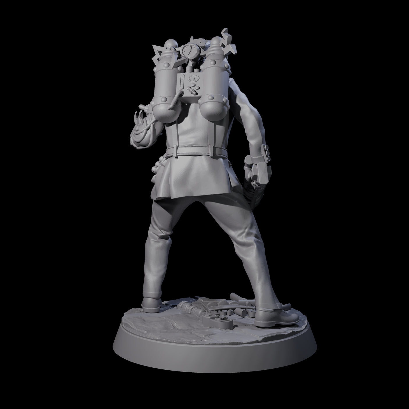 Tesla Backpacked Human Inventor Miniature for Dungeons and Dragons, Pathfinder or other TTRPGs
