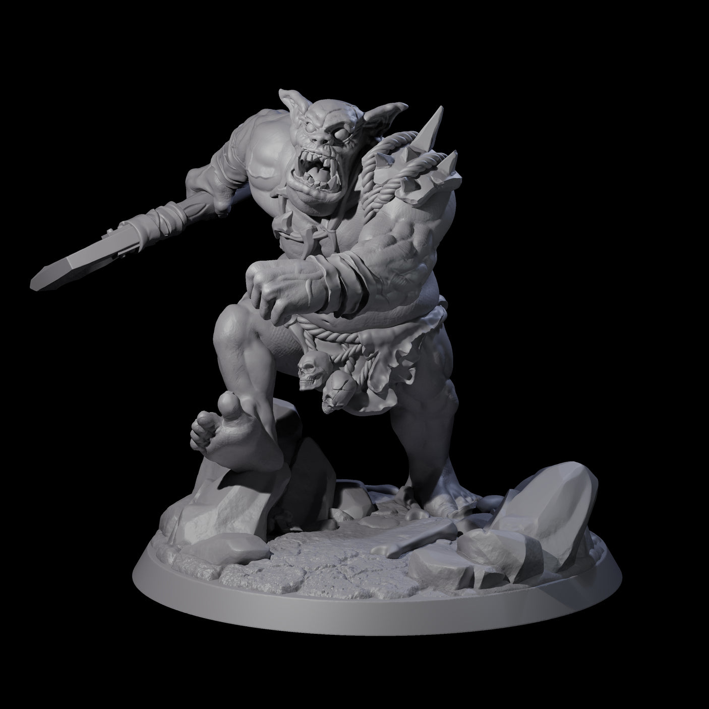 Thick Ogre B Miniature for Dungeons and Dragons, Pathfinder or other TTRPGs