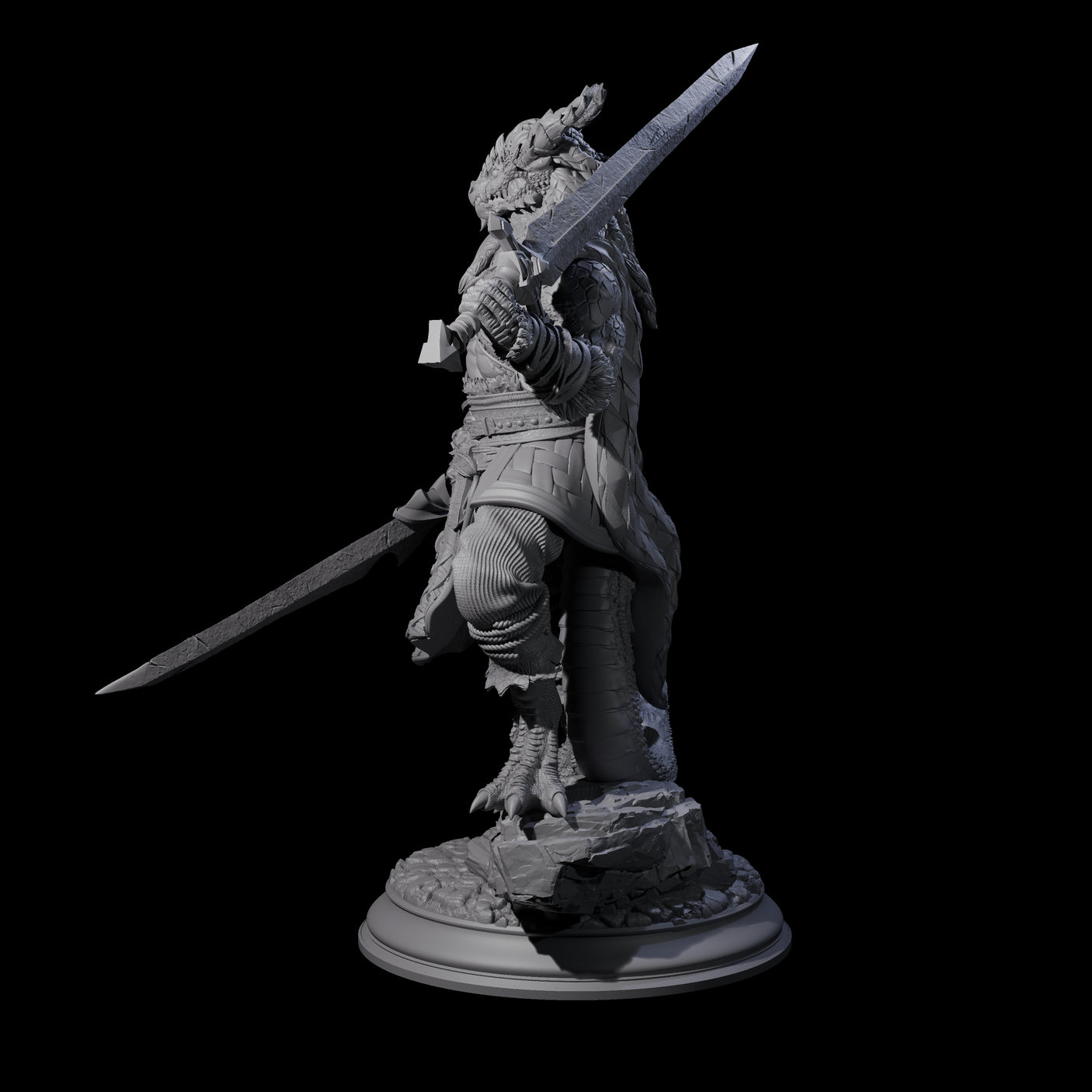 Thick Swords Dragonborn Fighter Miniature for Dungeons and Dragons, Pathfinder or other TTRPGs