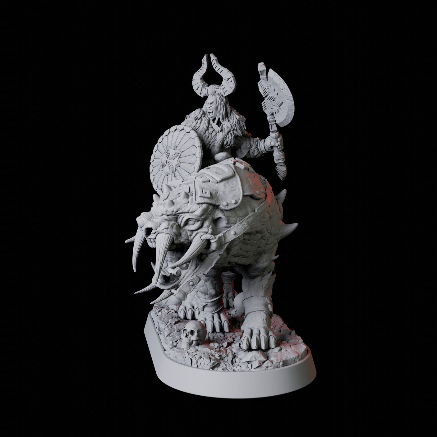 Threatening Barbarian Warrior on Worg Miniature for Dungeons and Dragons, Pathfinder or other TTRPGs