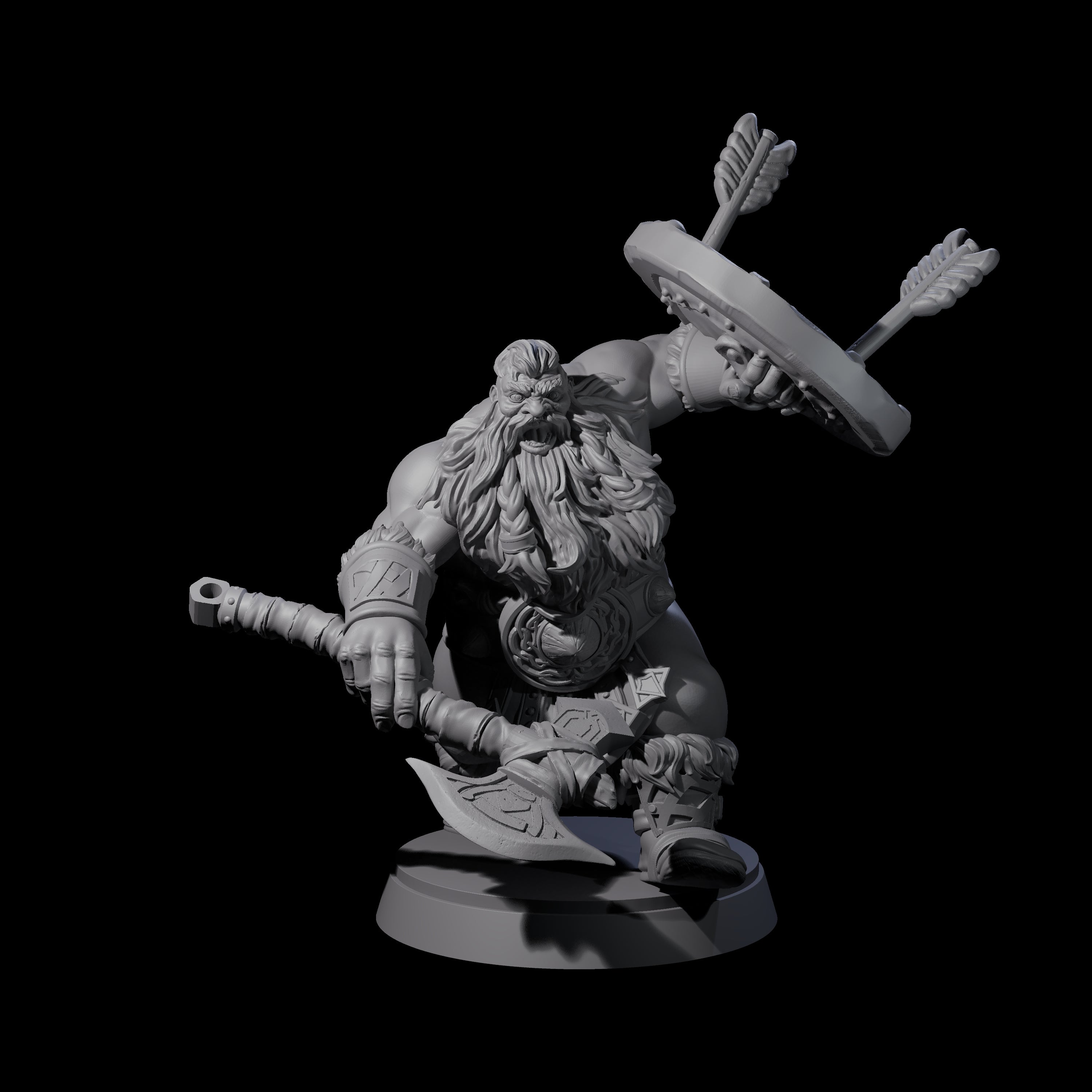 Three Advancing Dwarf Barbarians Miniature for Dungeons and Dragons, Pathfinder or other TTRPGs