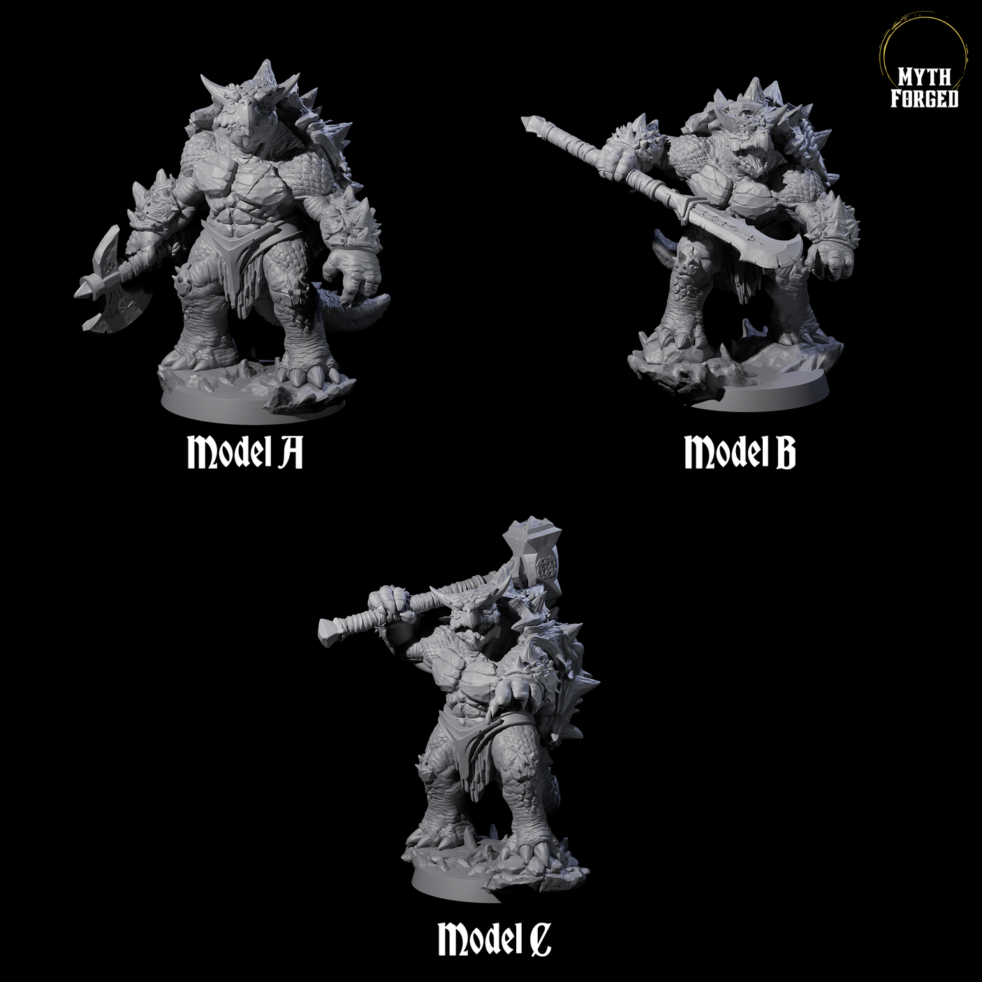 Three Beefy Tortle Warriors Miniature for Dungeons and Dragons, Pathfinder or other TTRPGs
