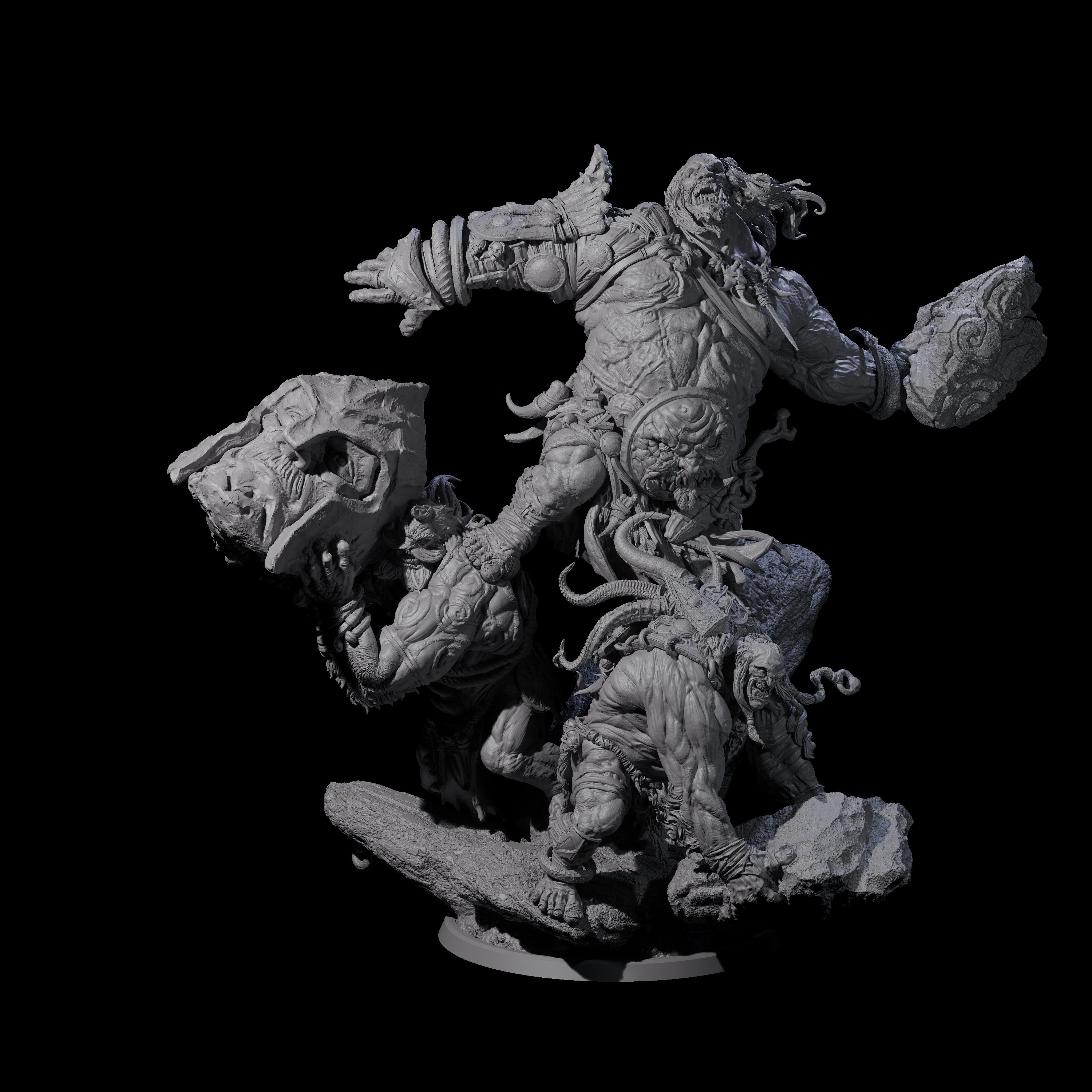Three Boulder Tossing Giants Miniature for Dungeons and Dragons, Pathfinder or other TTRPGs