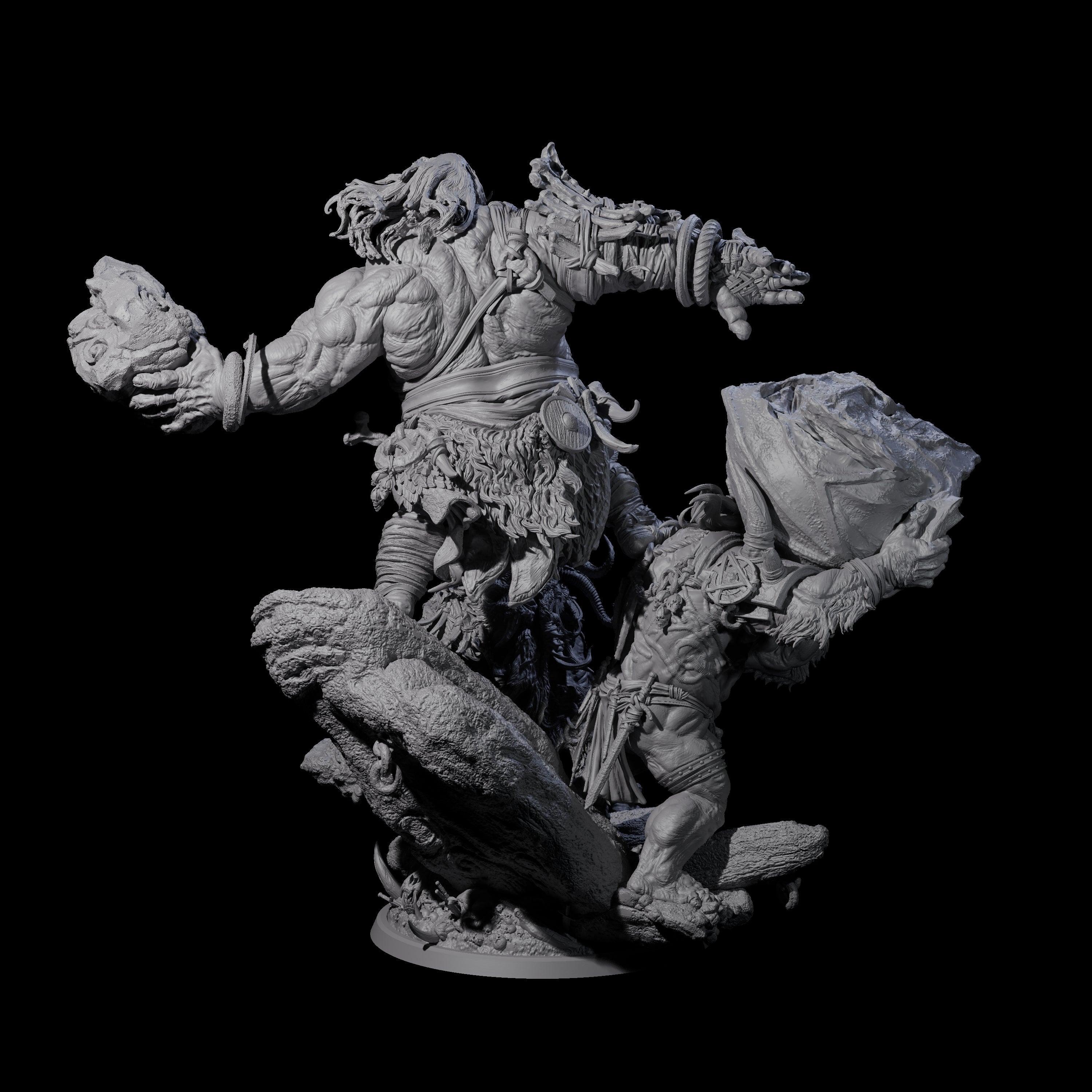 Three Boulder Tossing Giants Miniature for Dungeons and Dragons, Pathfinder or other TTRPGs