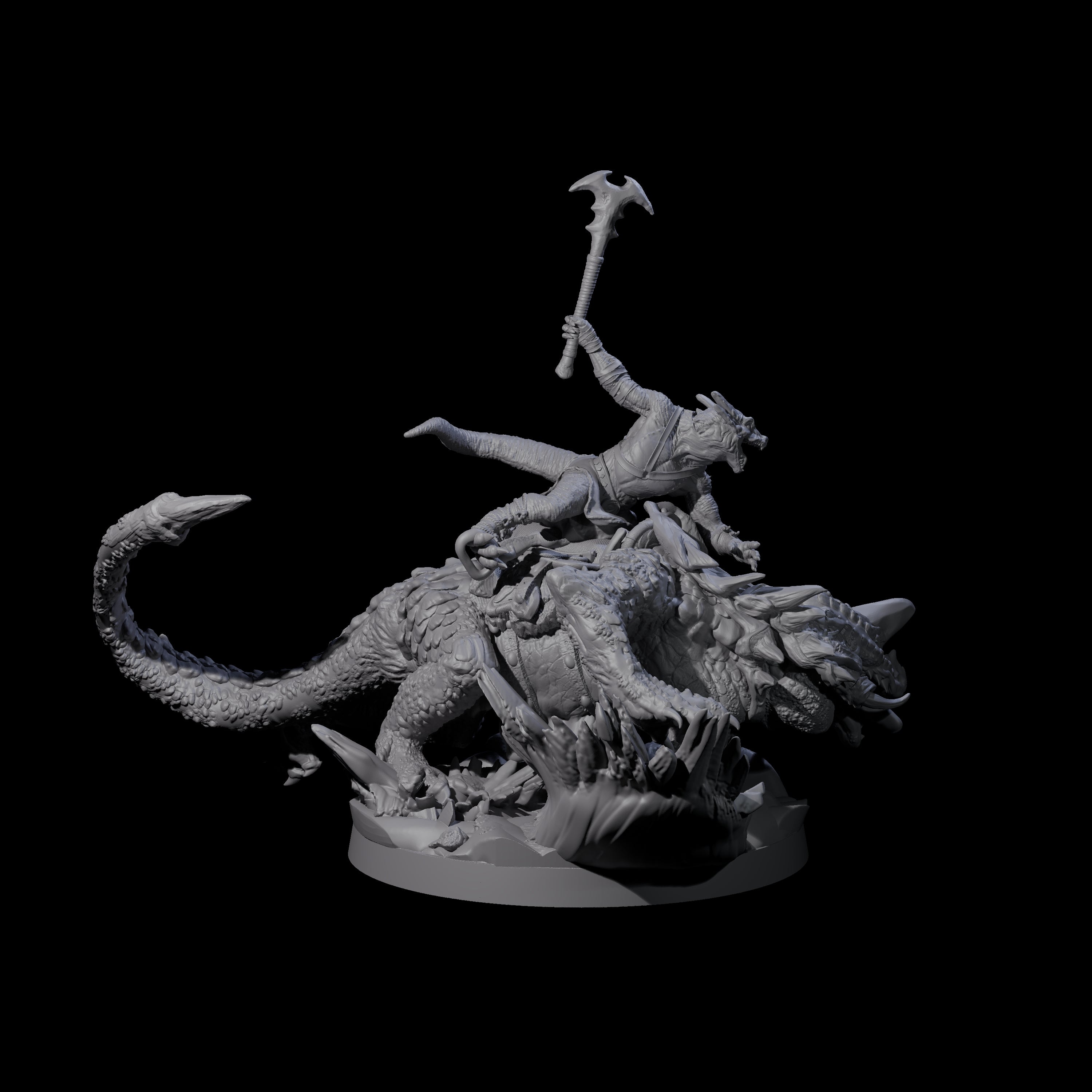 Three Charging Kobolds on Drakes Miniature for Dungeons and Dragons, Pathfinder or other TTRPGs