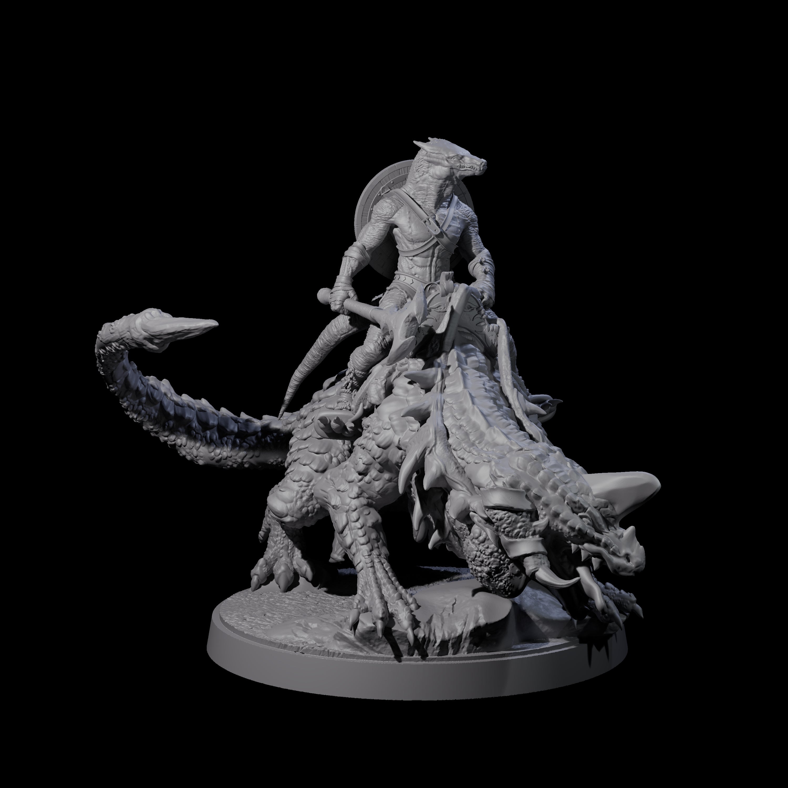 Three Charging Kobolds on Drakes Miniature for Dungeons and Dragons, Pathfinder or other TTRPGs