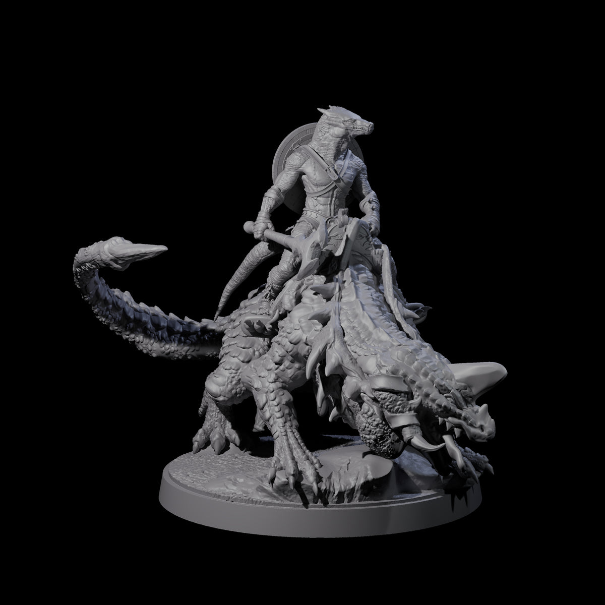 Three Charging Kobolds on Drakes Miniature for Dungeons and Dragons, Pathfinder or other TTRPGs