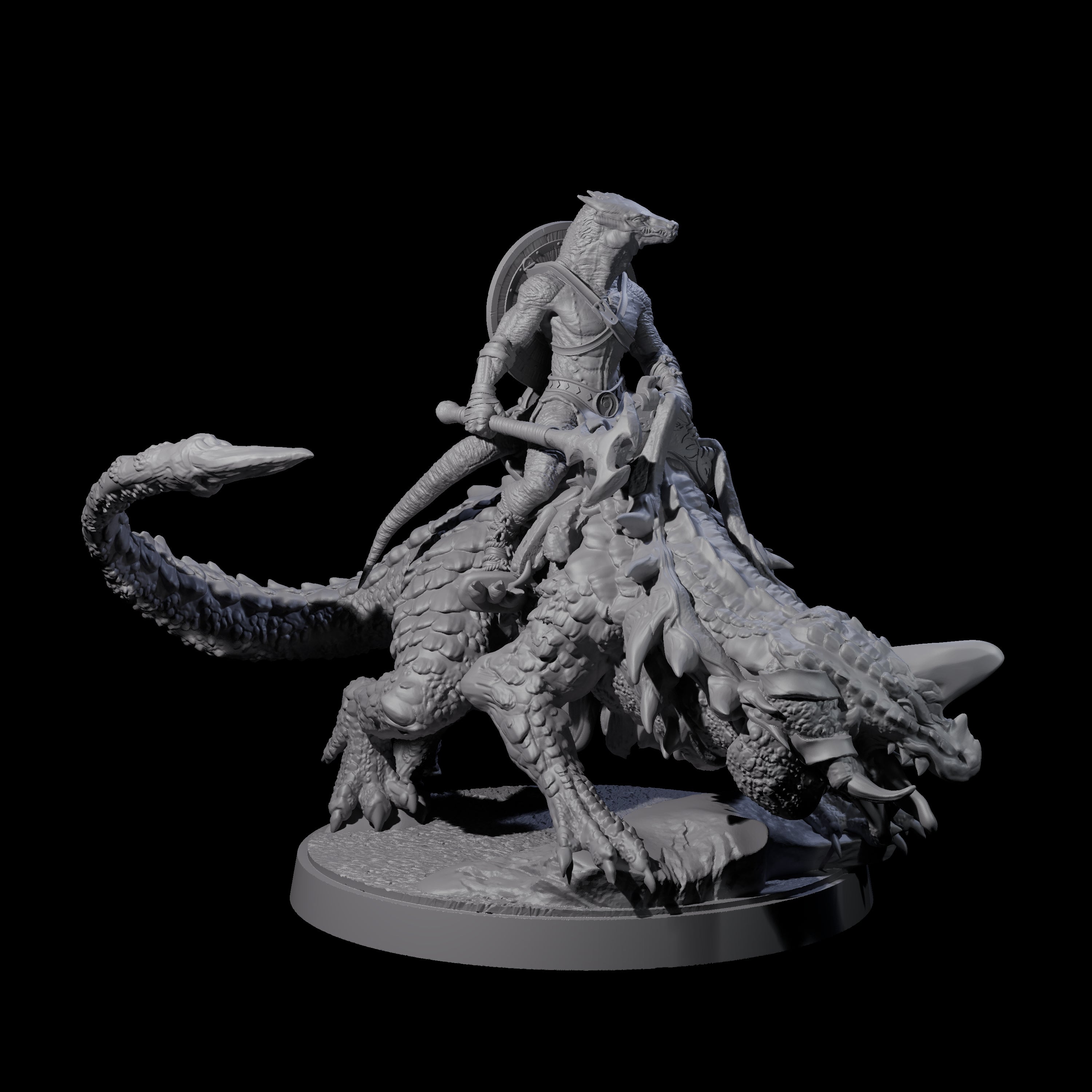 Three Charging Kobolds on Drakes Miniature for Dungeons and Dragons, Pathfinder or other TTRPGs
