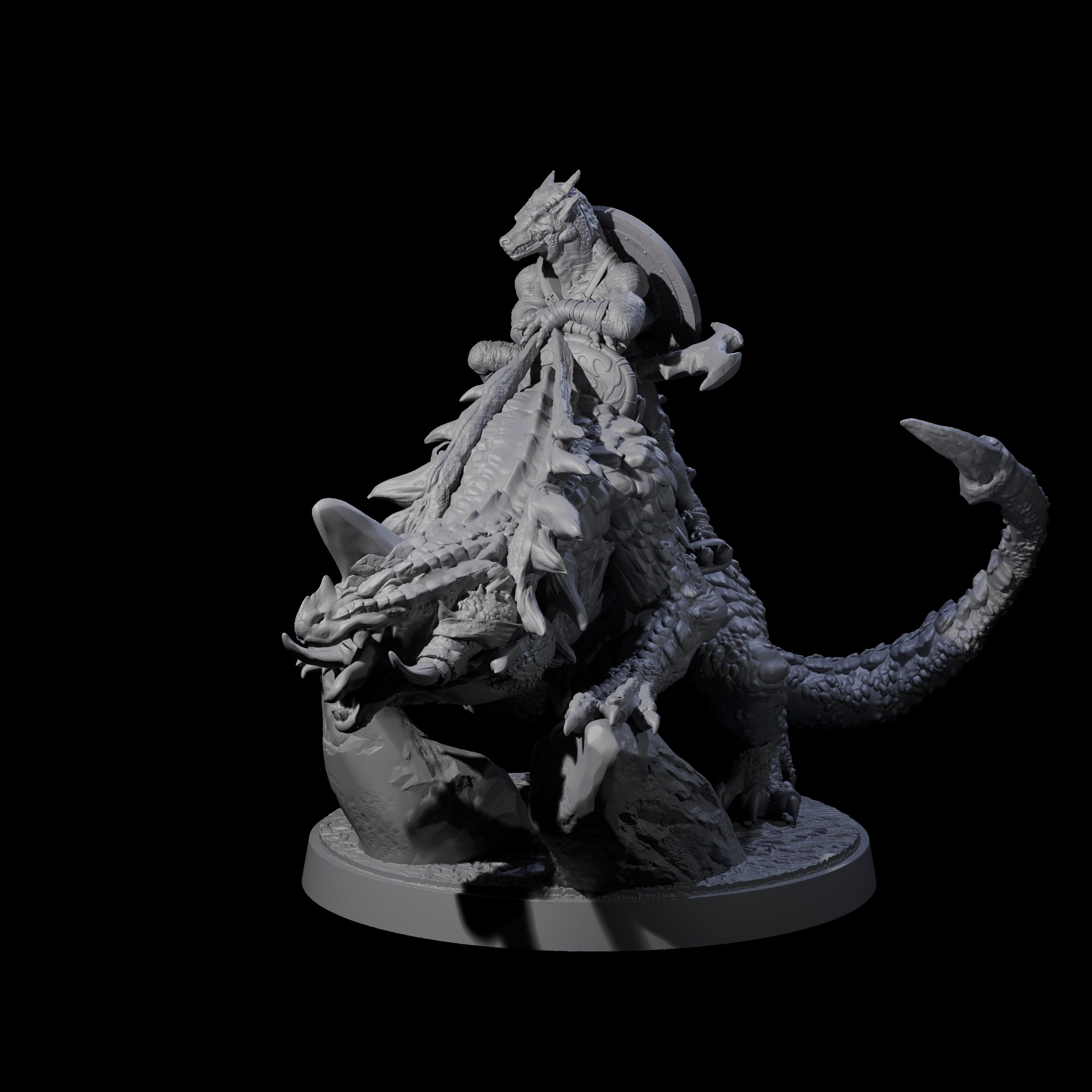 Three Charging Kobolds on Drakes Miniature for Dungeons and Dragons, Pathfinder or other TTRPGs