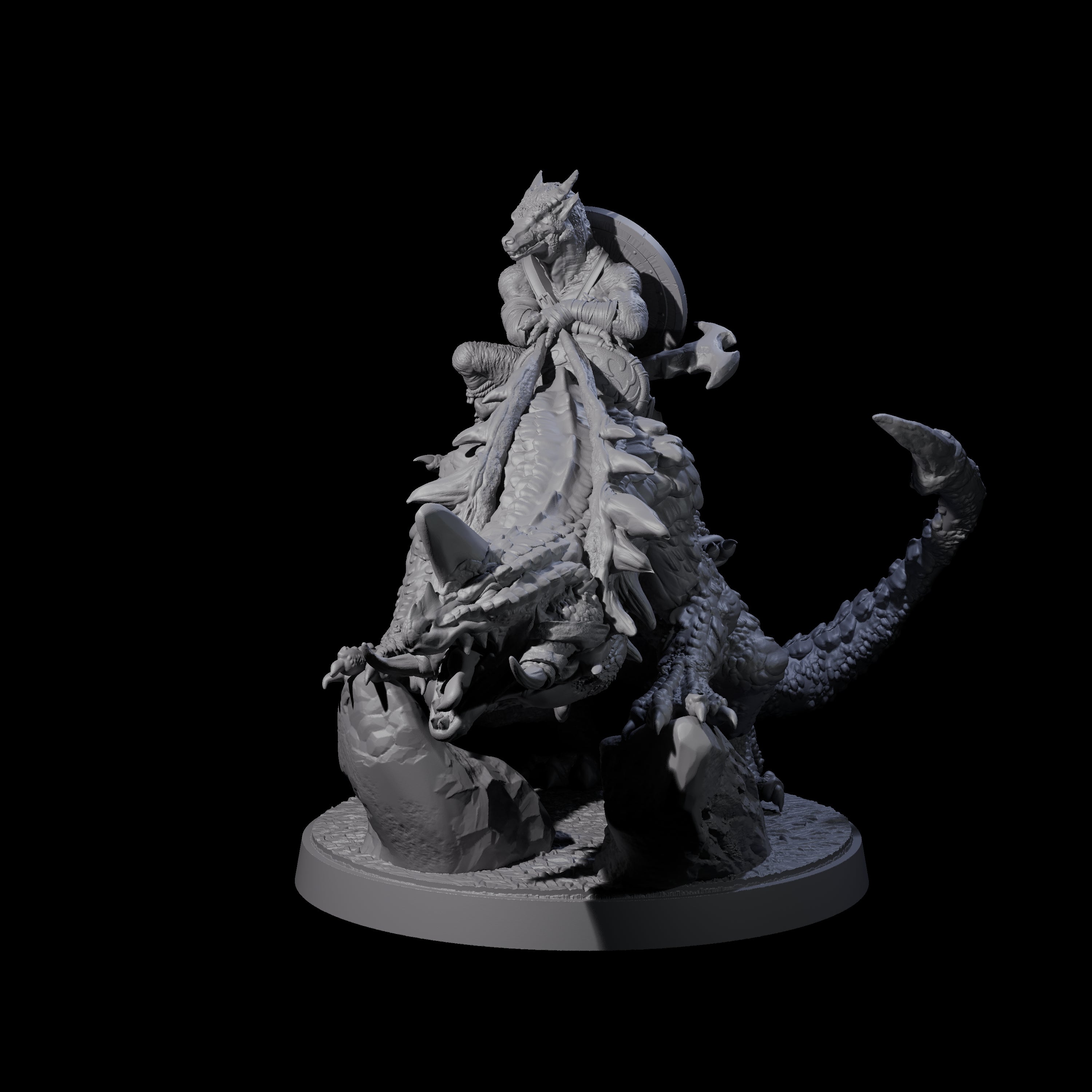 Three Charging Kobolds on Drakes Miniature for Dungeons and Dragons, Pathfinder or other TTRPGs