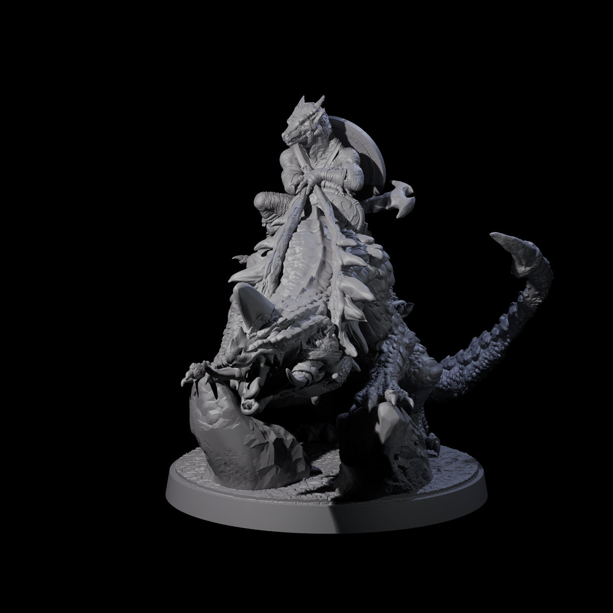 Three Charging Kobolds on Drakes Miniature for Dungeons and Dragons, Pathfinder or other TTRPGs