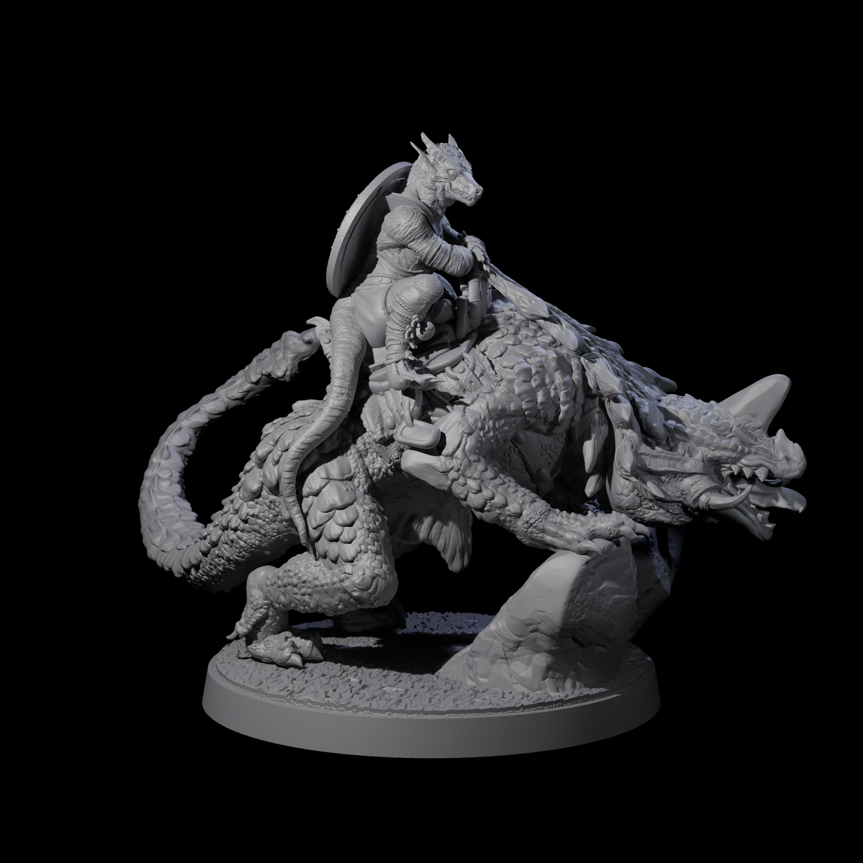Three Charging Kobolds on Drakes Miniature for Dungeons and Dragons, Pathfinder or other TTRPGs