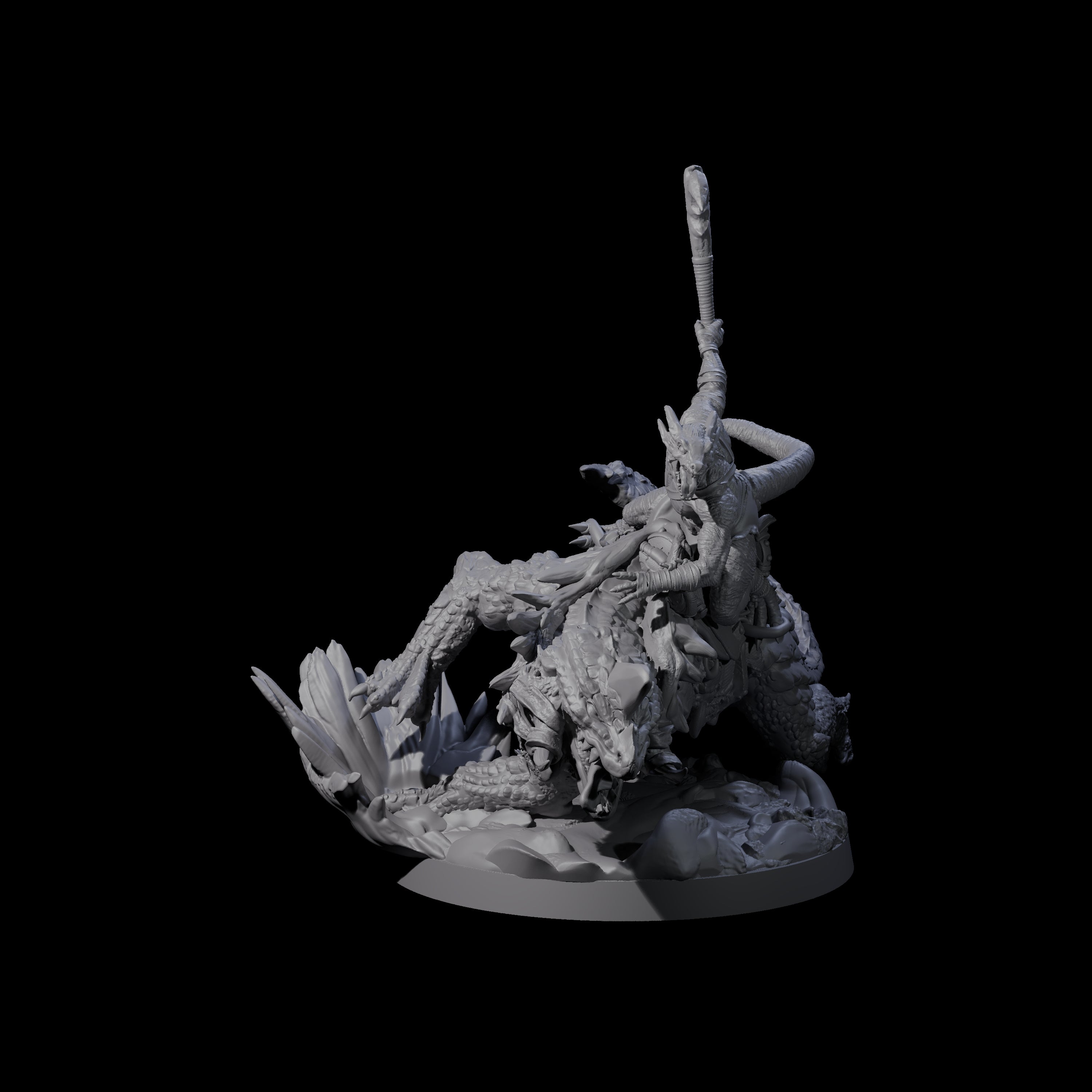 Three Charging Kobolds on Drakes Miniature for Dungeons and Dragons, Pathfinder or other TTRPGs