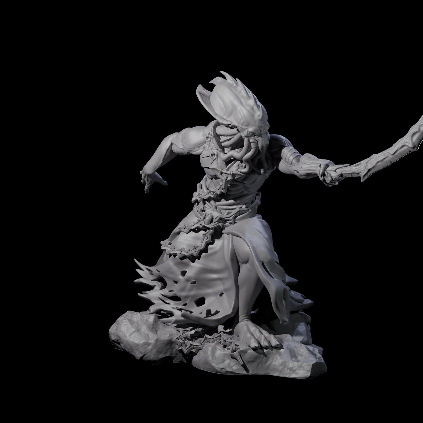 Three Crouching Mind Flayer Warriors Miniature for Dungeons and Dragons, Pathfinder or other TTRPGs