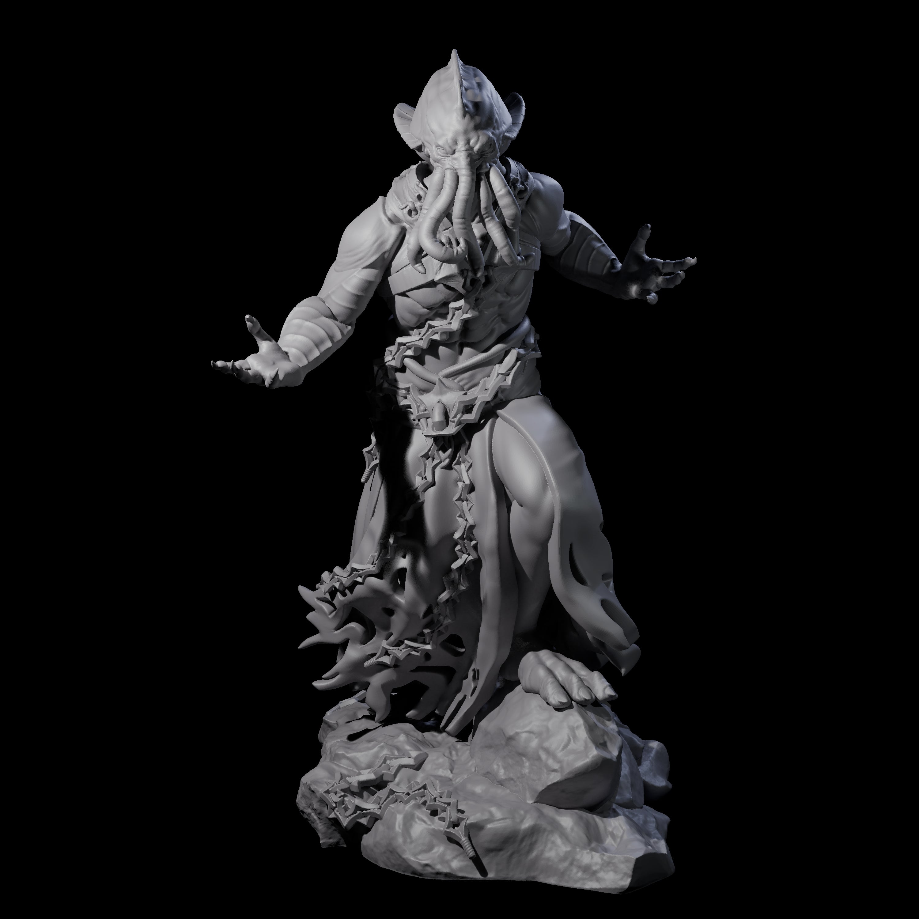Three Crouching Mind Flayer Warriors Miniature for Dungeons and Dragons, Pathfinder or other TTRPGs