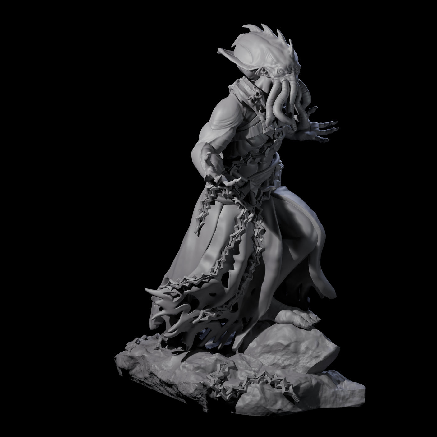 Three Crouching Mind Flayer Warriors Miniature for Dungeons and Dragons, Pathfinder or other TTRPGs