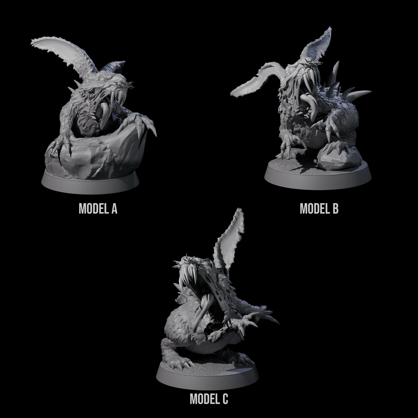 Three Cursed Wererabbits Miniature for Dungeons and Dragons, Pathfinder or other TTRPGs