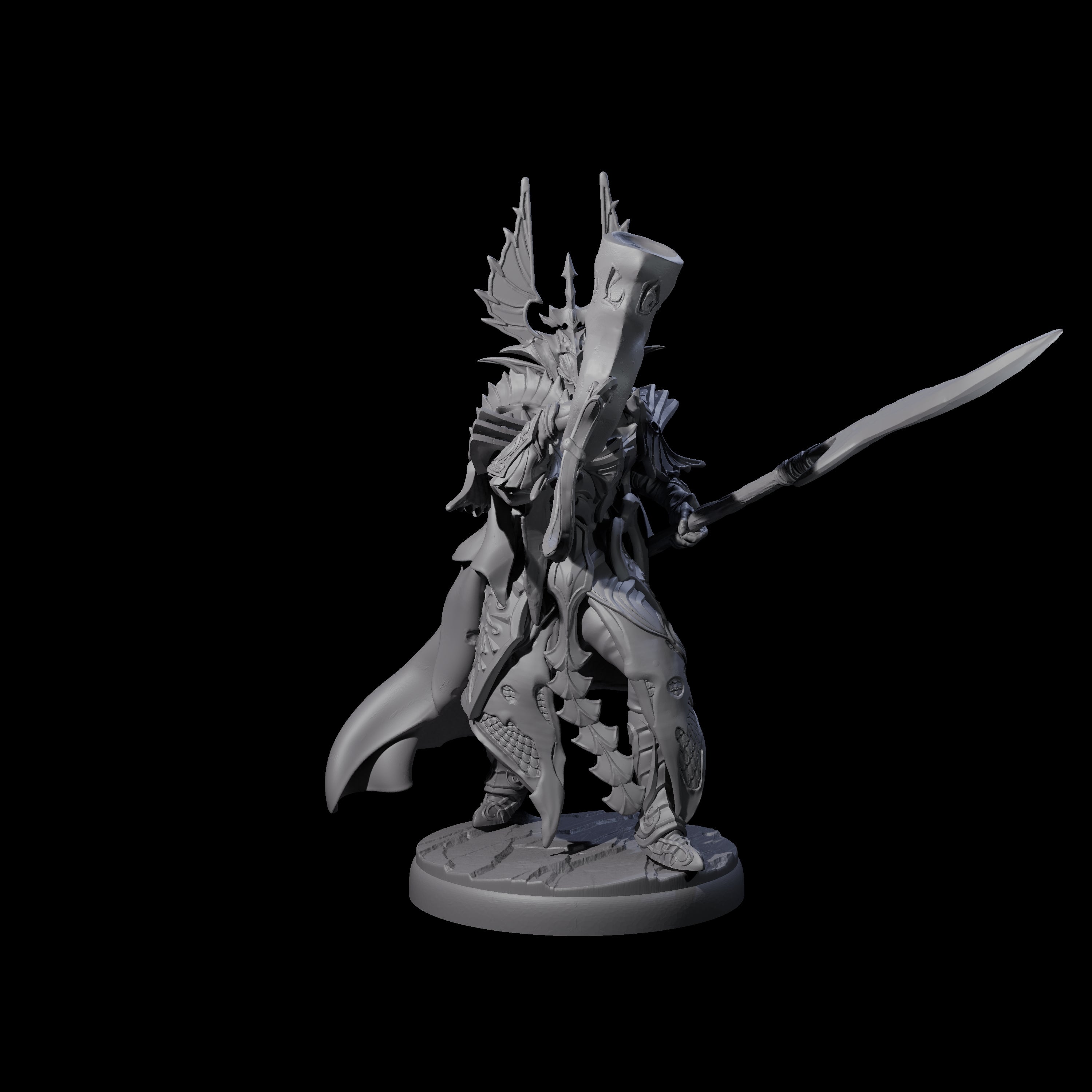 Three Dark Elf Trumpteers Miniature for Dungeons and Dragons, Pathfinder or other TTRPGs