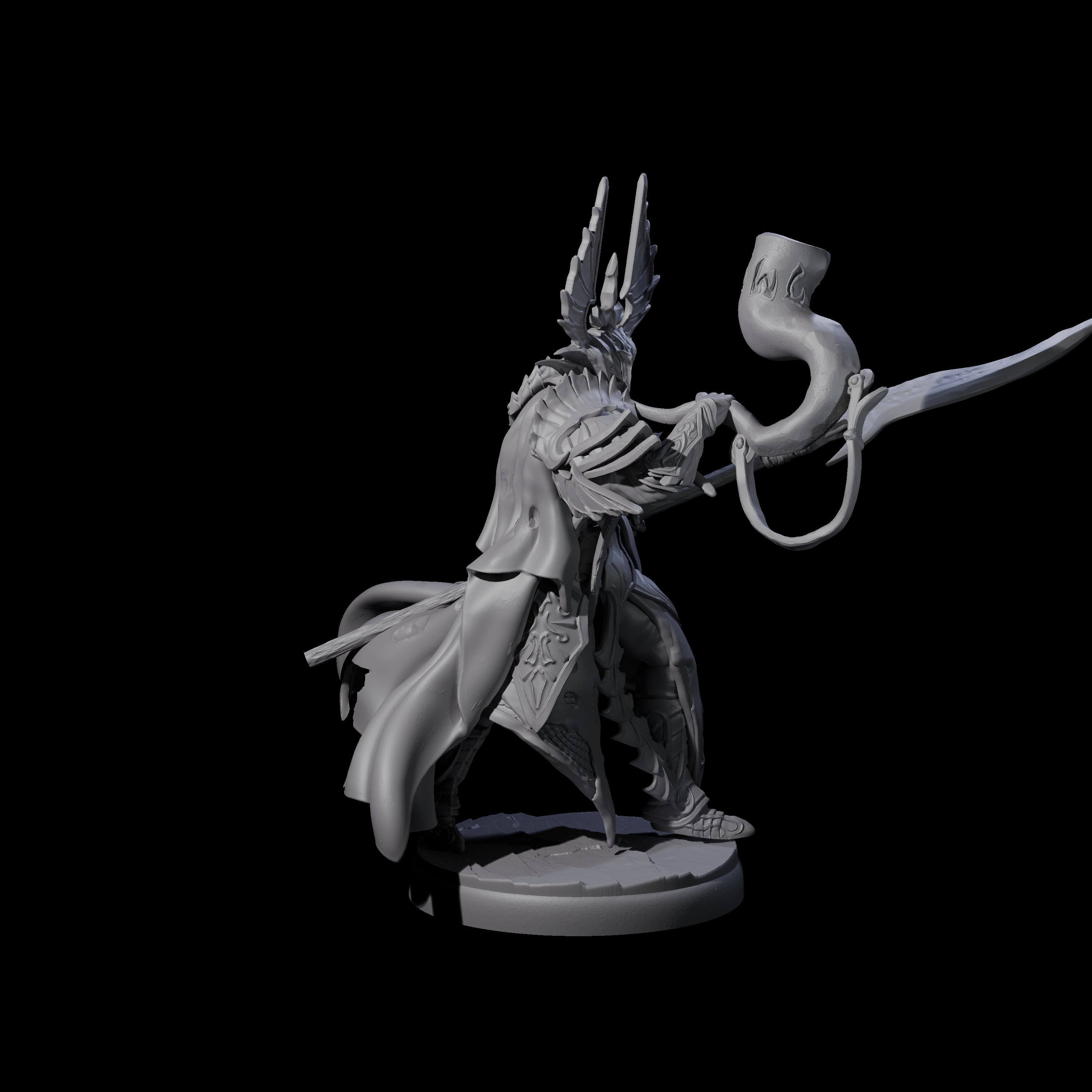 Three Dark Elf Trumpteers Miniature for Dungeons and Dragons, Pathfinder or other TTRPGs