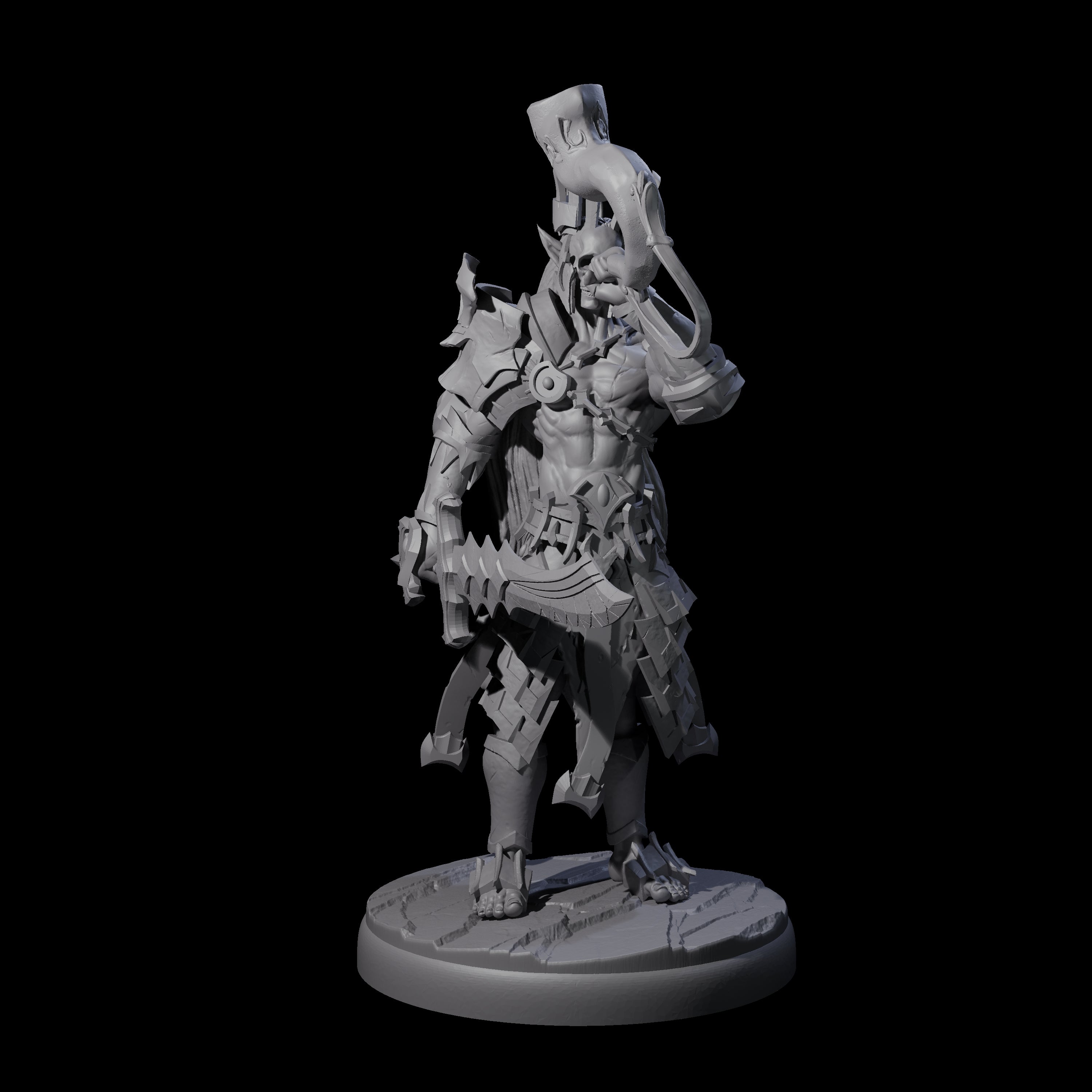 Three Dark Elf Trumpteers Miniature for Dungeons and Dragons, Pathfinder or other TTRPGs