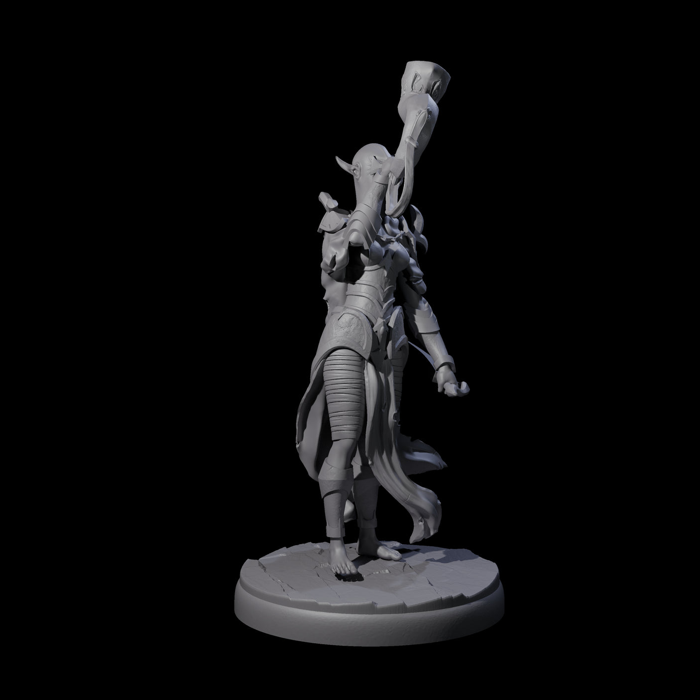 Three Dark Elf Trumpteers Miniature for Dungeons and Dragons, Pathfinder or other TTRPGs