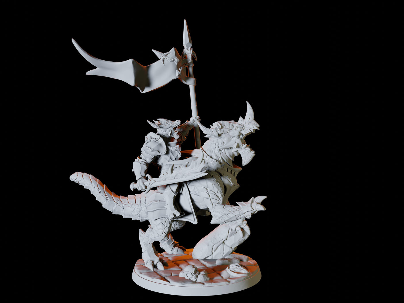 Three Dragonborn Riders Miniature for Dungeons and Dragons, Pathfinder or other TTRPGs