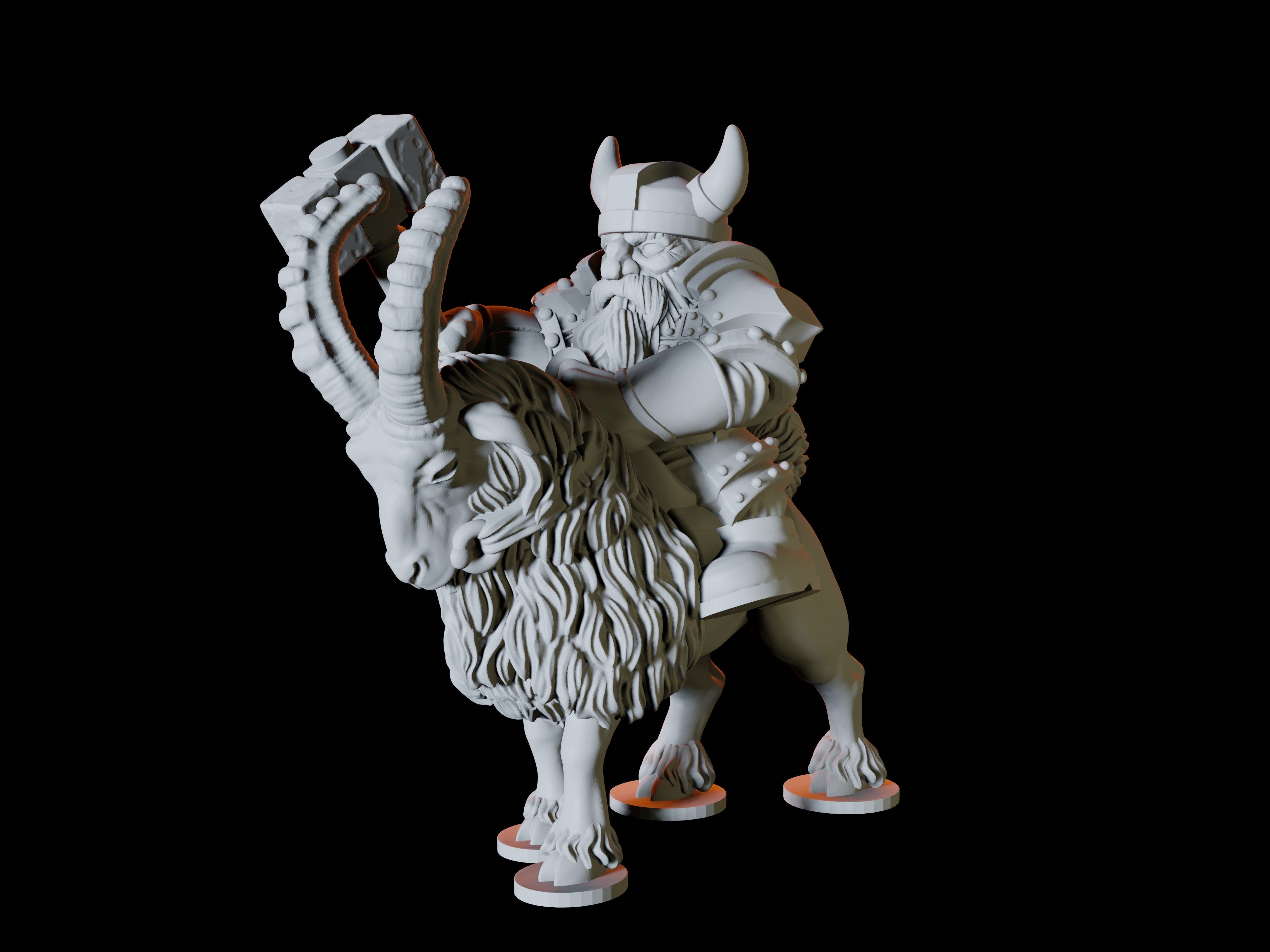 Three Dwarf Goat Rider Miniatures for Dungeons and Dragons - Myth Forged
