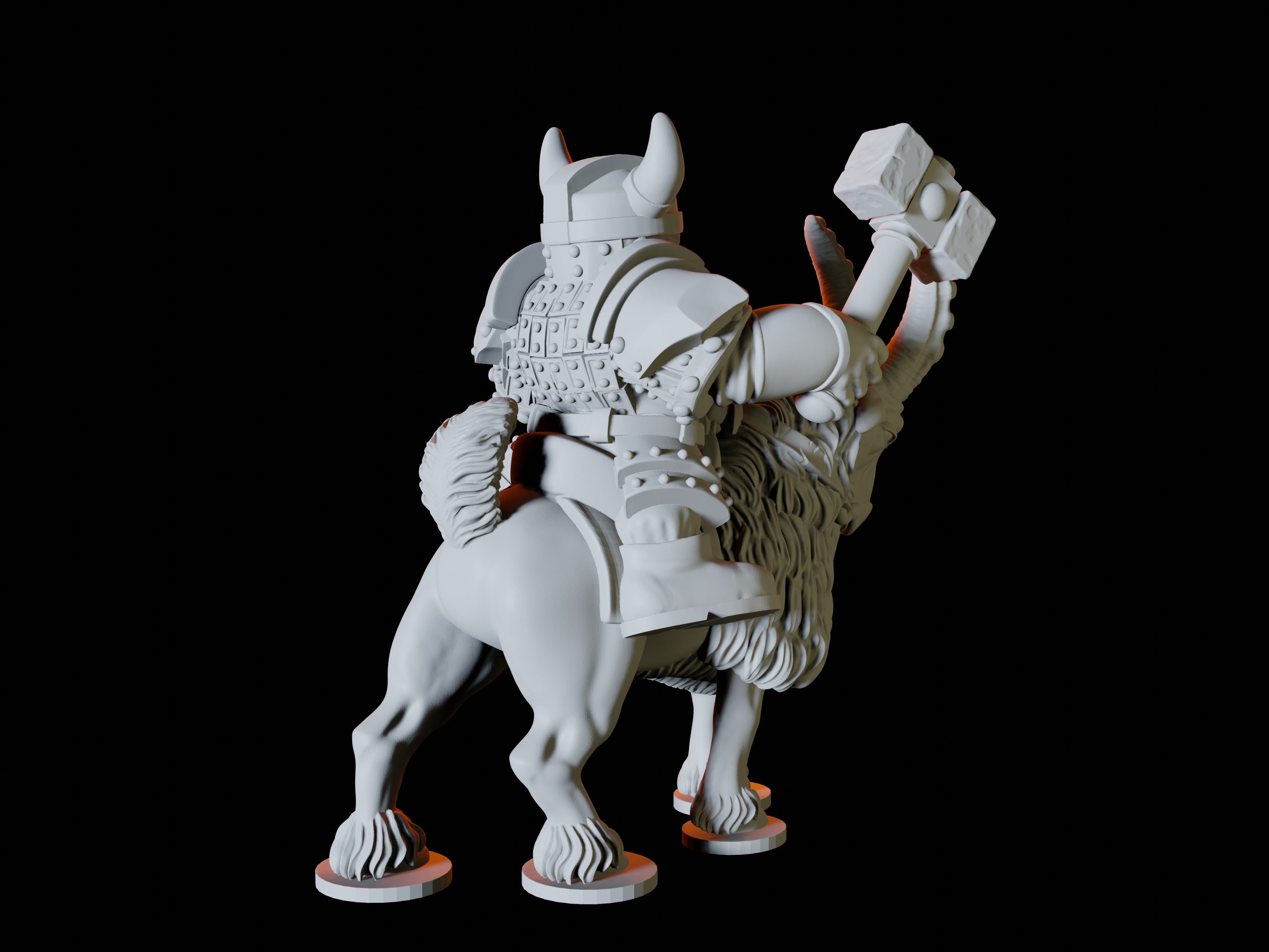 Three Dwarf Goat Rider Miniatures for Dungeons and Dragons - Myth Forged