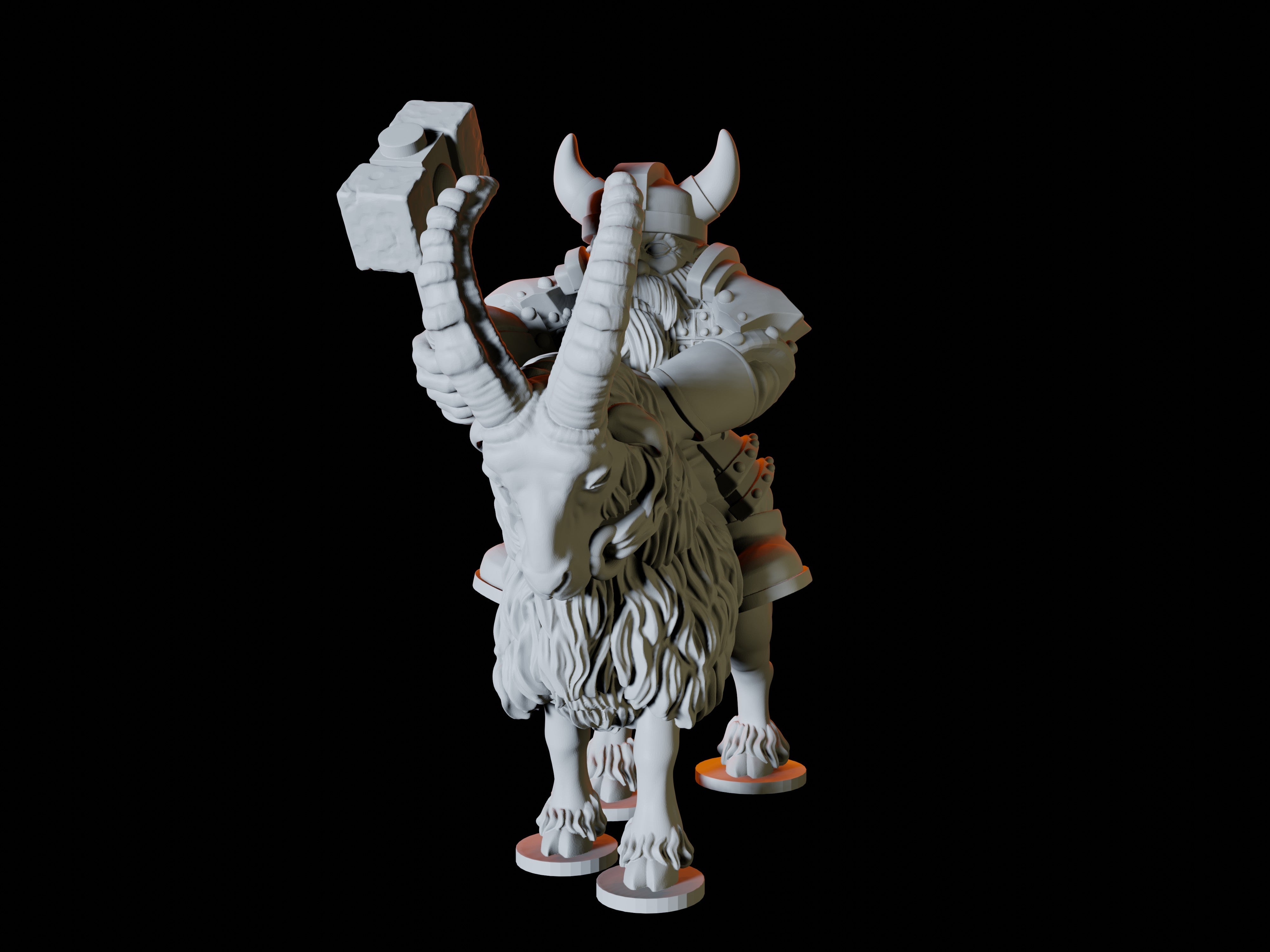 Three Dwarf Goat Rider Miniatures for Dungeons and Dragons - Myth Forged