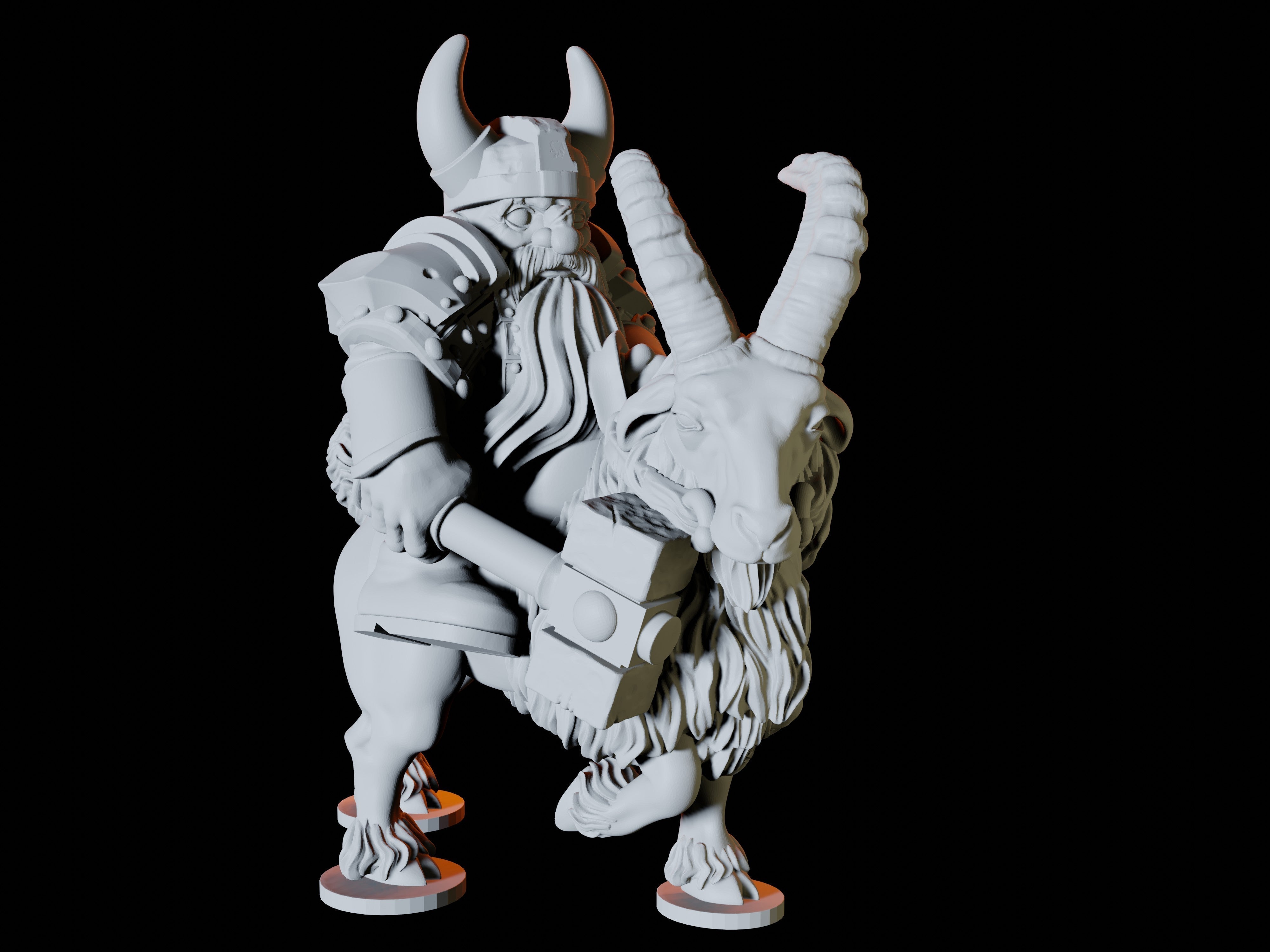 Three Dwarf Goat Rider Miniatures for Dungeons and Dragons - Myth Forged