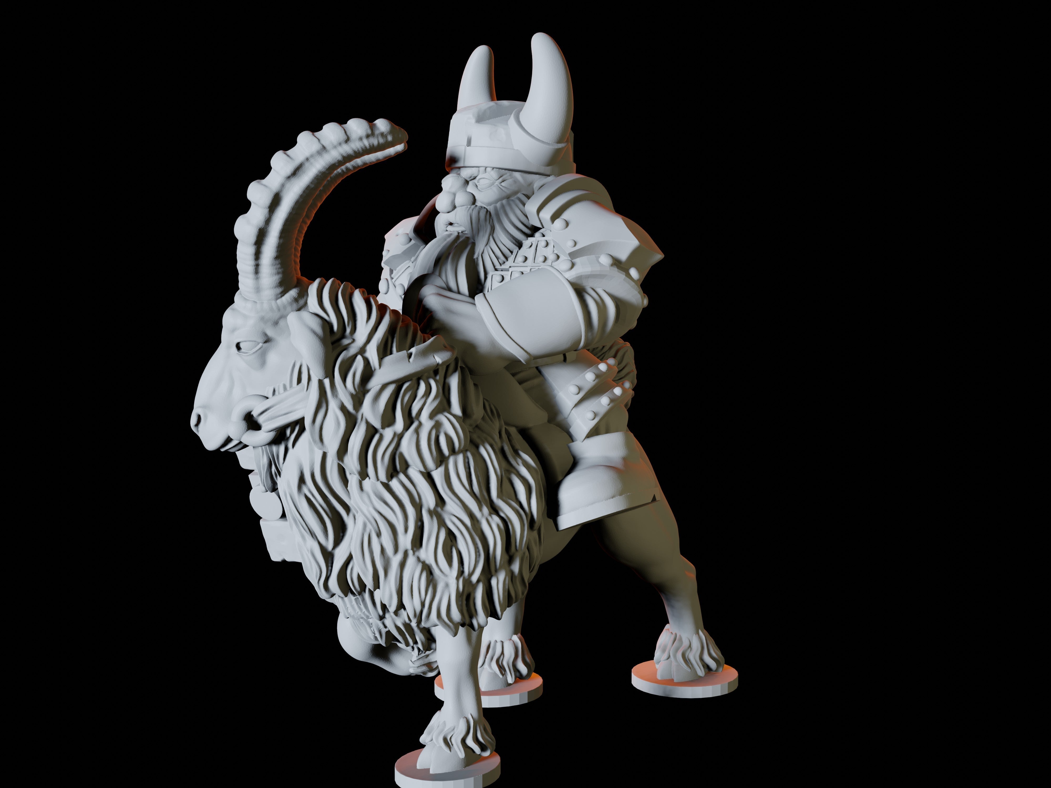 Three Dwarf Goat Rider Miniatures for Dungeons and Dragons - Myth Forged