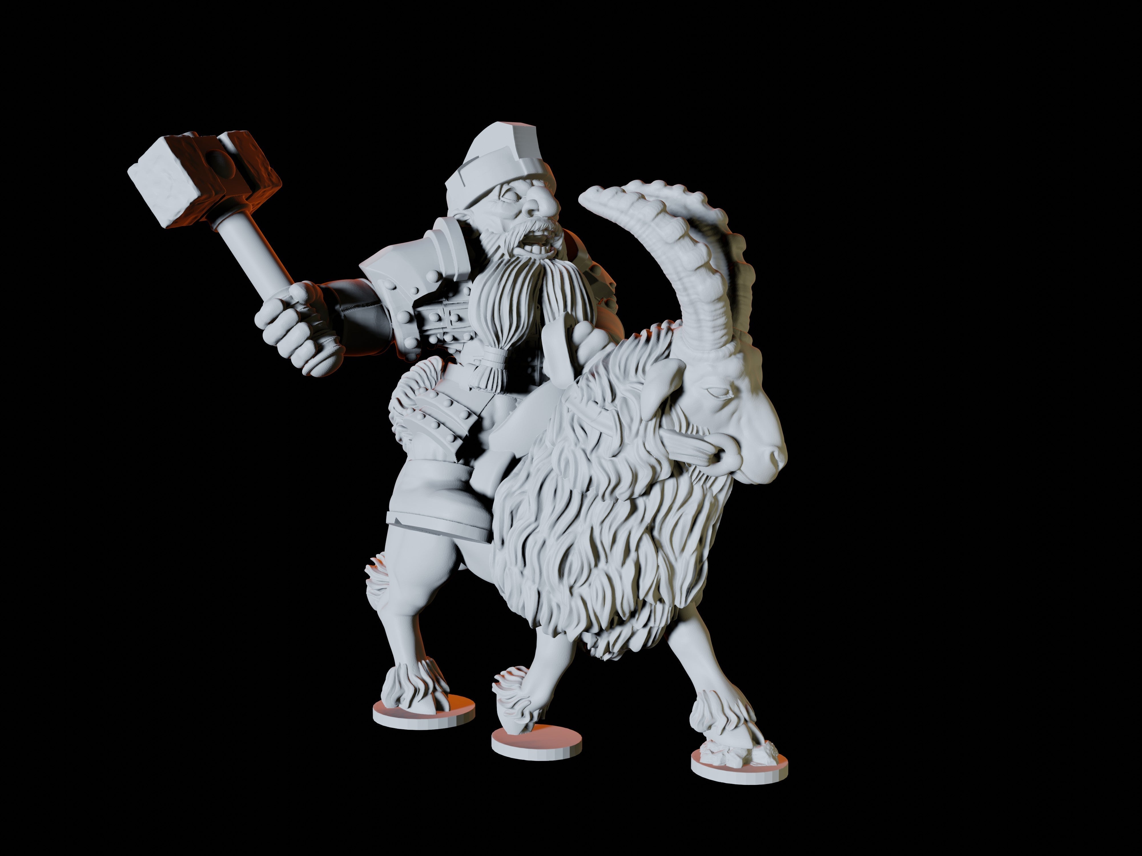 Three Dwarf Goat Rider Miniatures for Dungeons and Dragons - Myth Forged