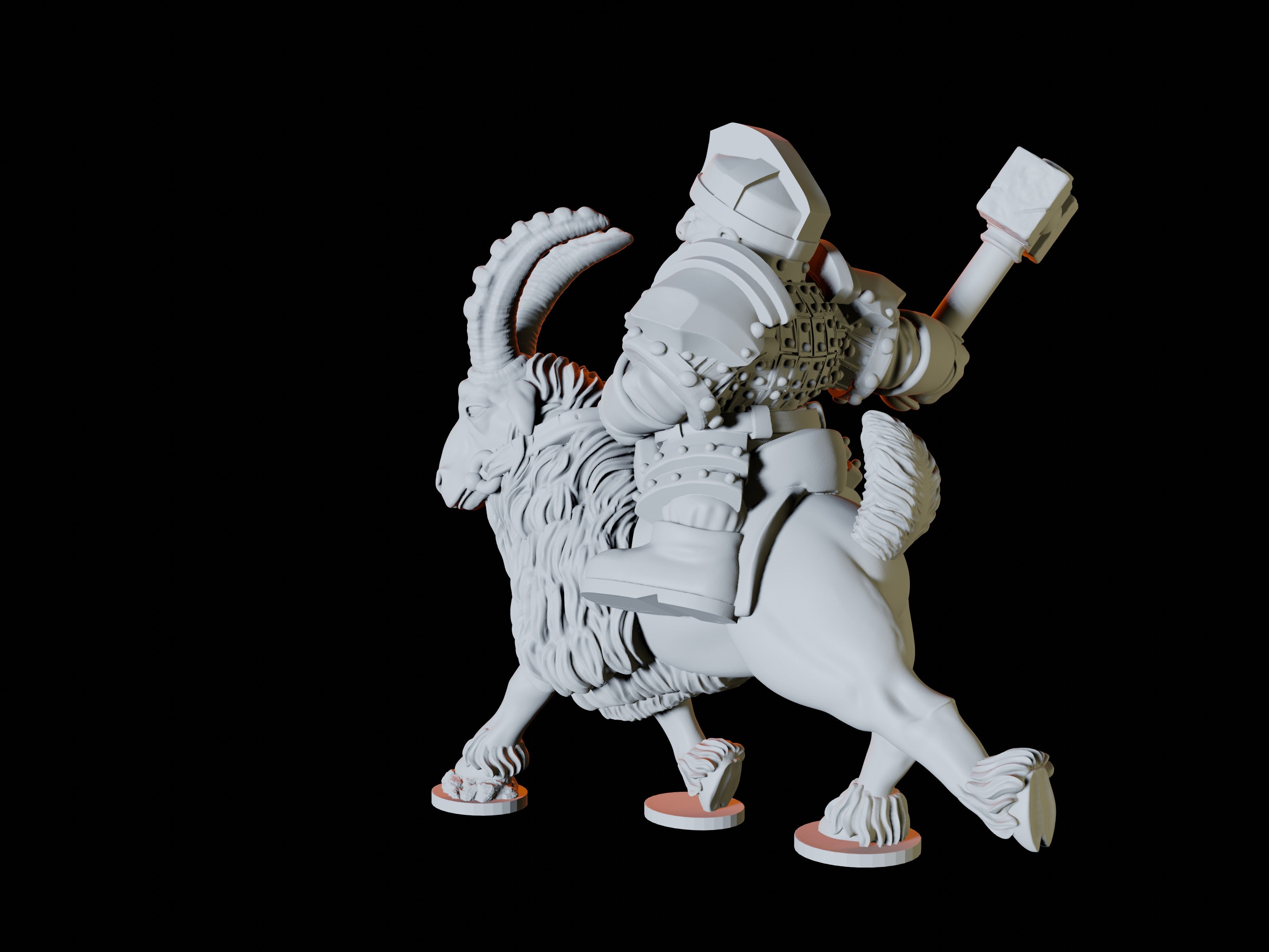 Three Dwarf Goat Rider Miniatures for Dungeons and Dragons - Myth Forged
