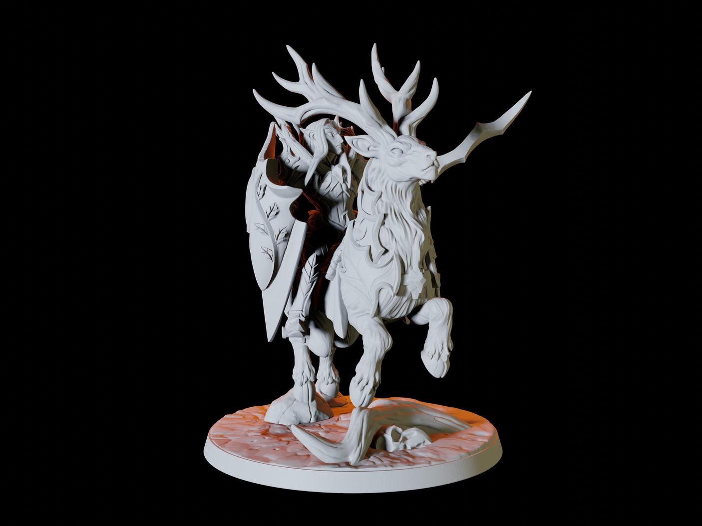 Three Elf Riders on Giant Stags Miniature for Dungeons and Dragons, Pathfinder or other TTRPGs