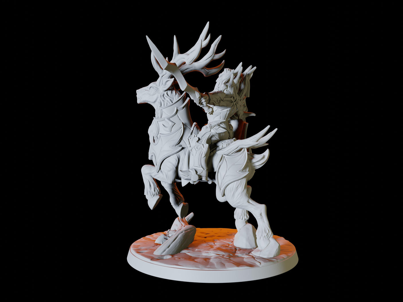 Three Elf Riders on Giant Stags Miniature for Dungeons and Dragons, Pathfinder or other TTRPGs