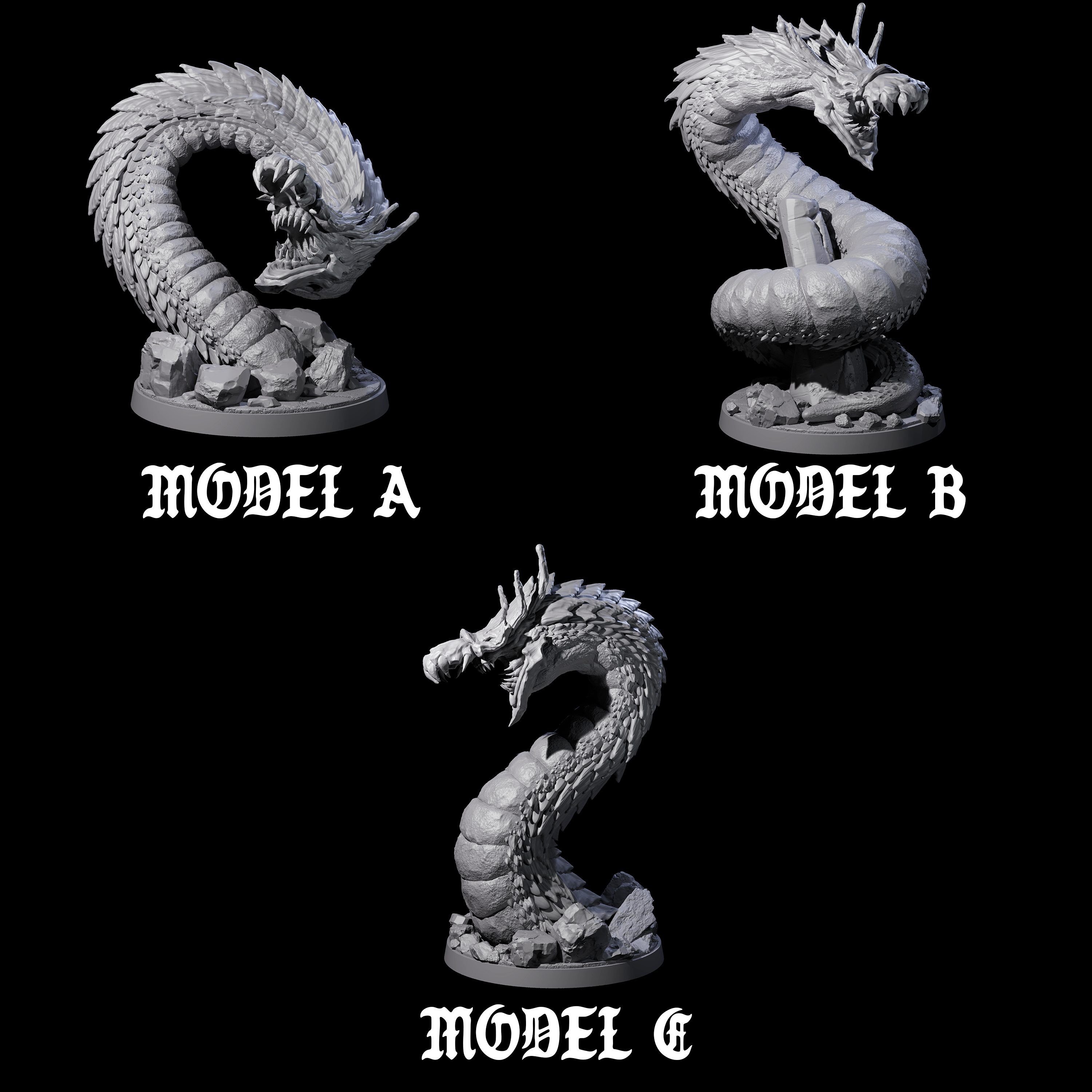 Three Emerging Purple Worms Miniature for Dungeons and Dragons, Pathfinder or other TTRPGs
