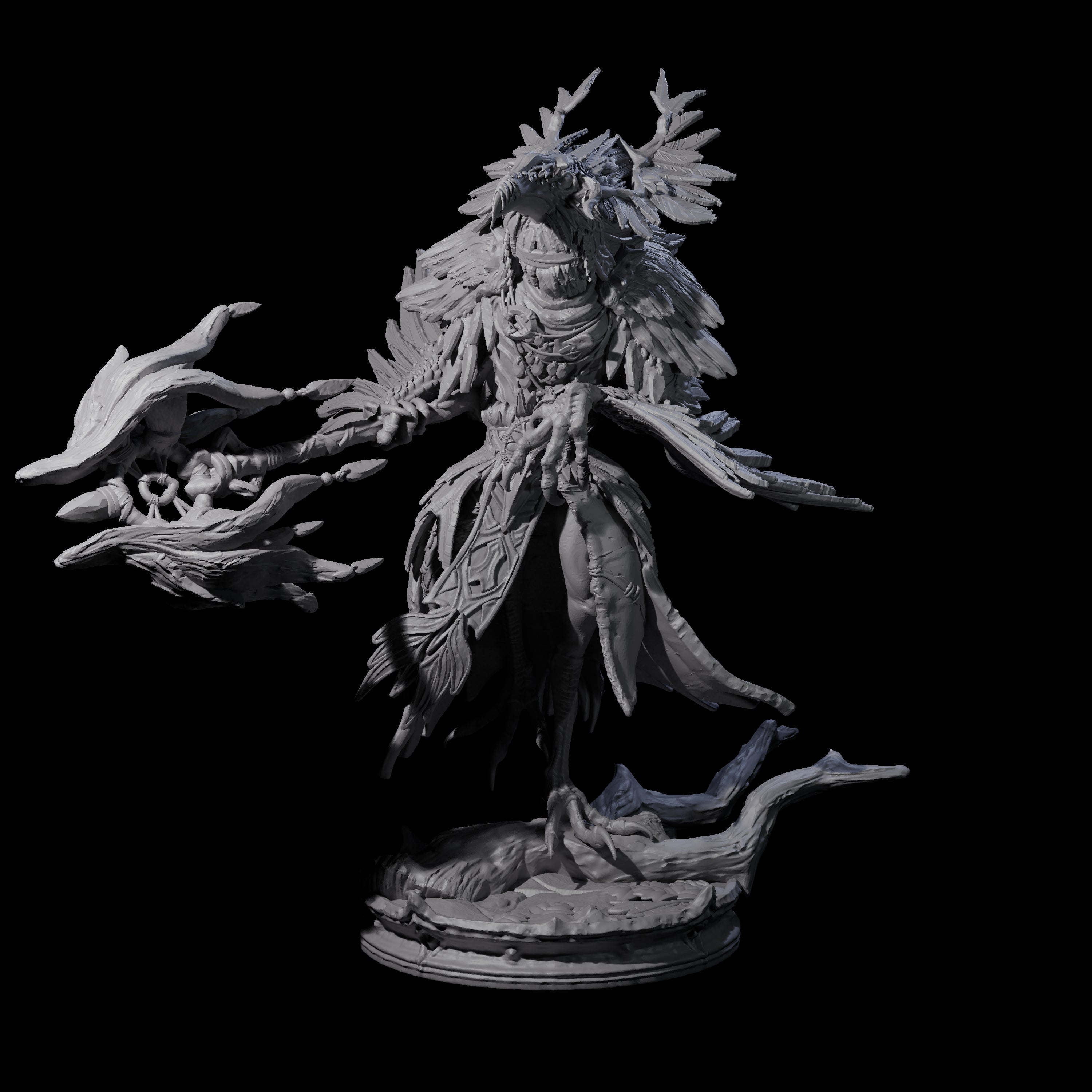 Three Feral Raven Druids Miniature for Dungeons and Dragons, Pathfinder or other TTRPGs