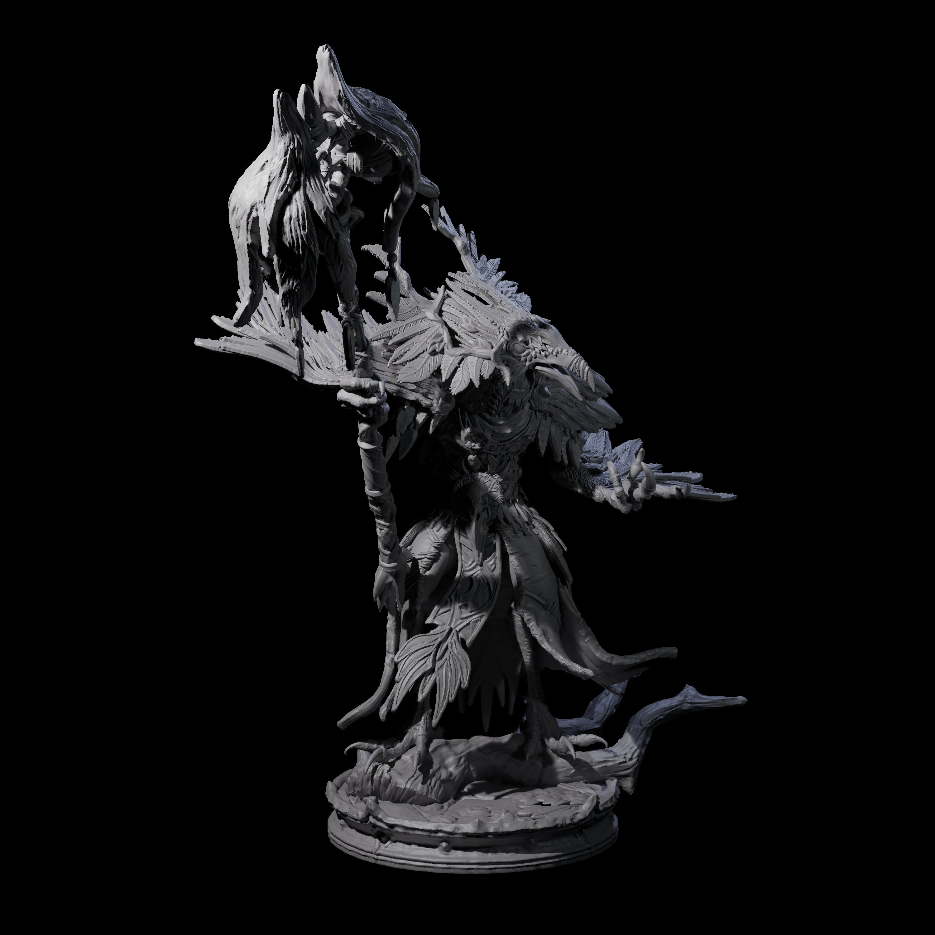 Three Feral Raven Druids Miniature for Dungeons and Dragons, Pathfinder or other TTRPGs
