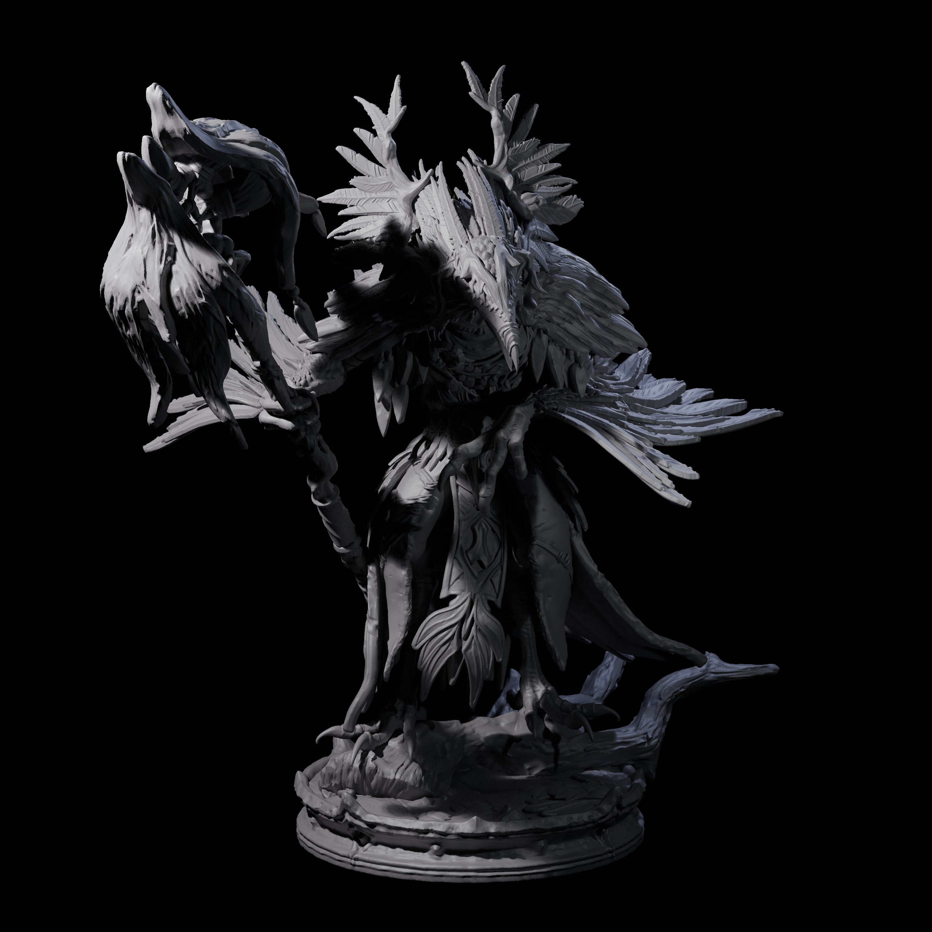 Three Feral Raven Druids Miniature for Dungeons and Dragons, Pathfinder or other TTRPGs