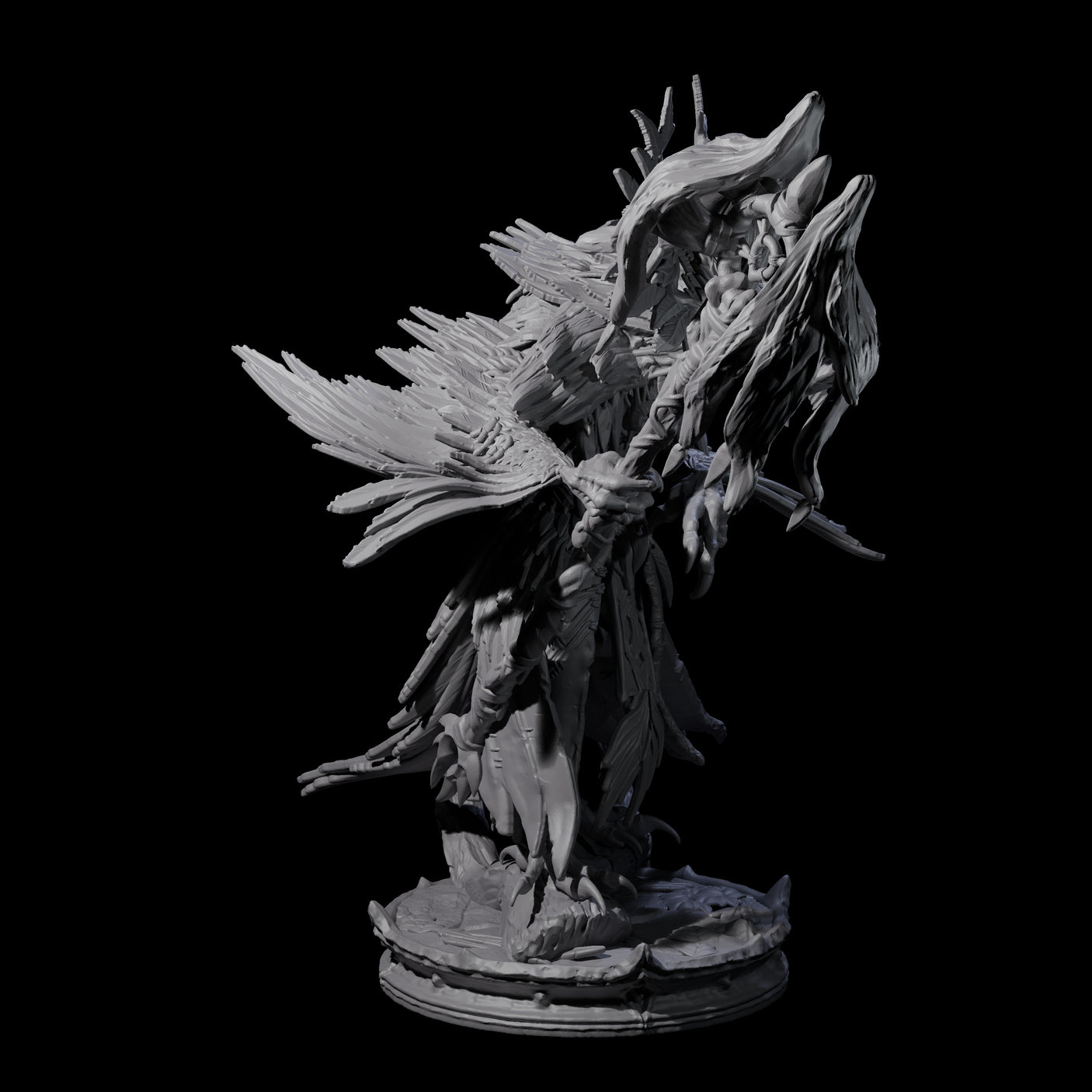 Three Feral Raven Druids Miniature for Dungeons and Dragons, Pathfinder or other TTRPGs