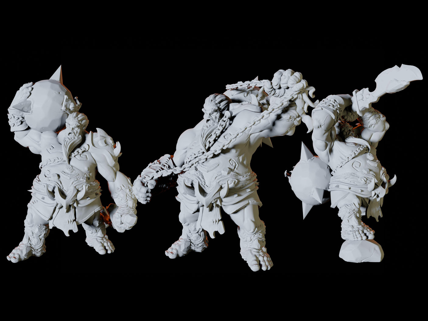 Three Fire Giants Miniature for Dungeons and Dragons, Pathfinder or other TTRPGs