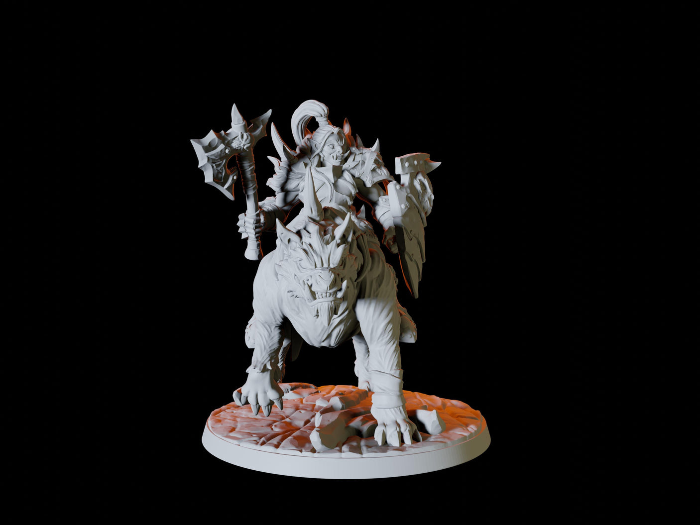 Three Frost Orc Warg Riders Miniature for Dungeons and Dragons, Pathfinder or other TTRPGs