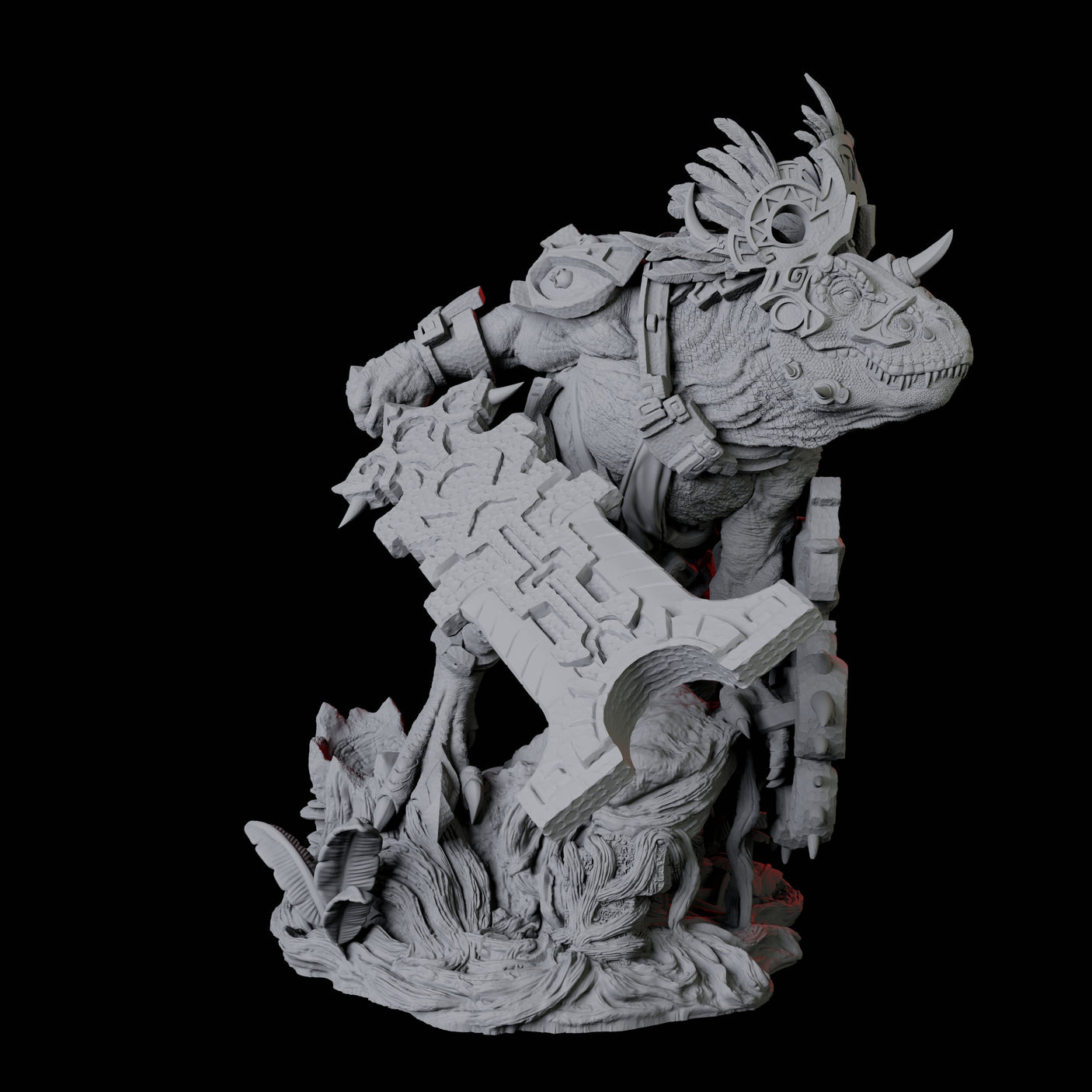 Three Gargantuan Lizardfolk Warriors Miniature for Dungeons and Dragons, Pathfinder or other TTRPGs