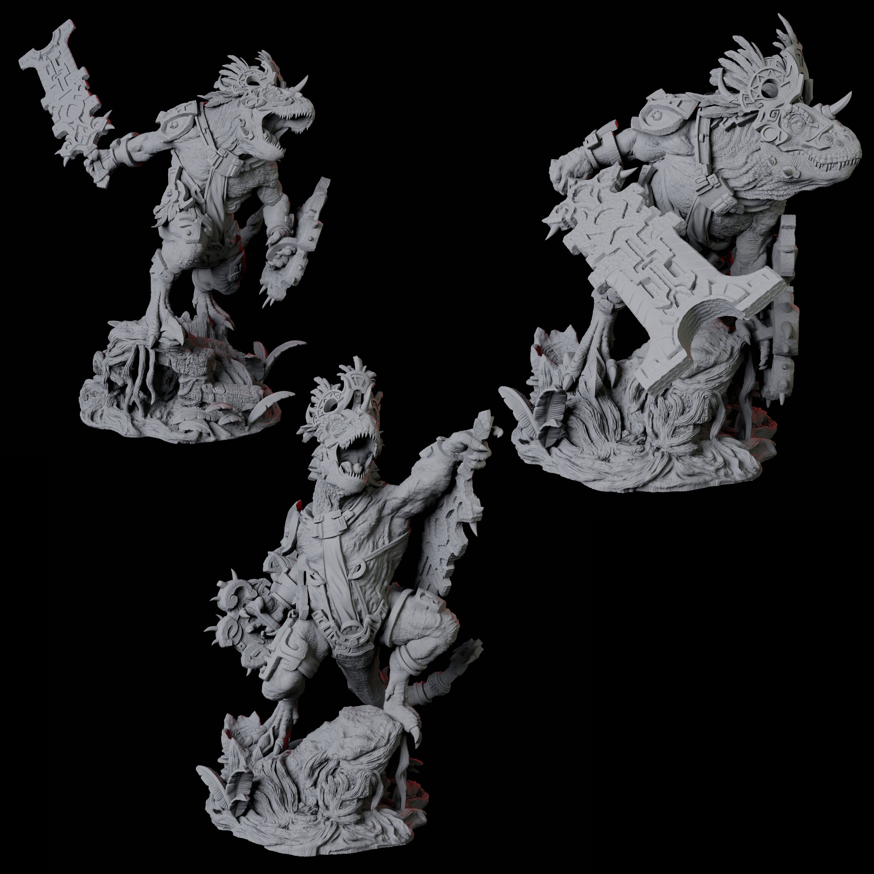 Three Gargantuan Lizardfolk Warriors Miniature for Dungeons and Dragons, Pathfinder or other TTRPGs