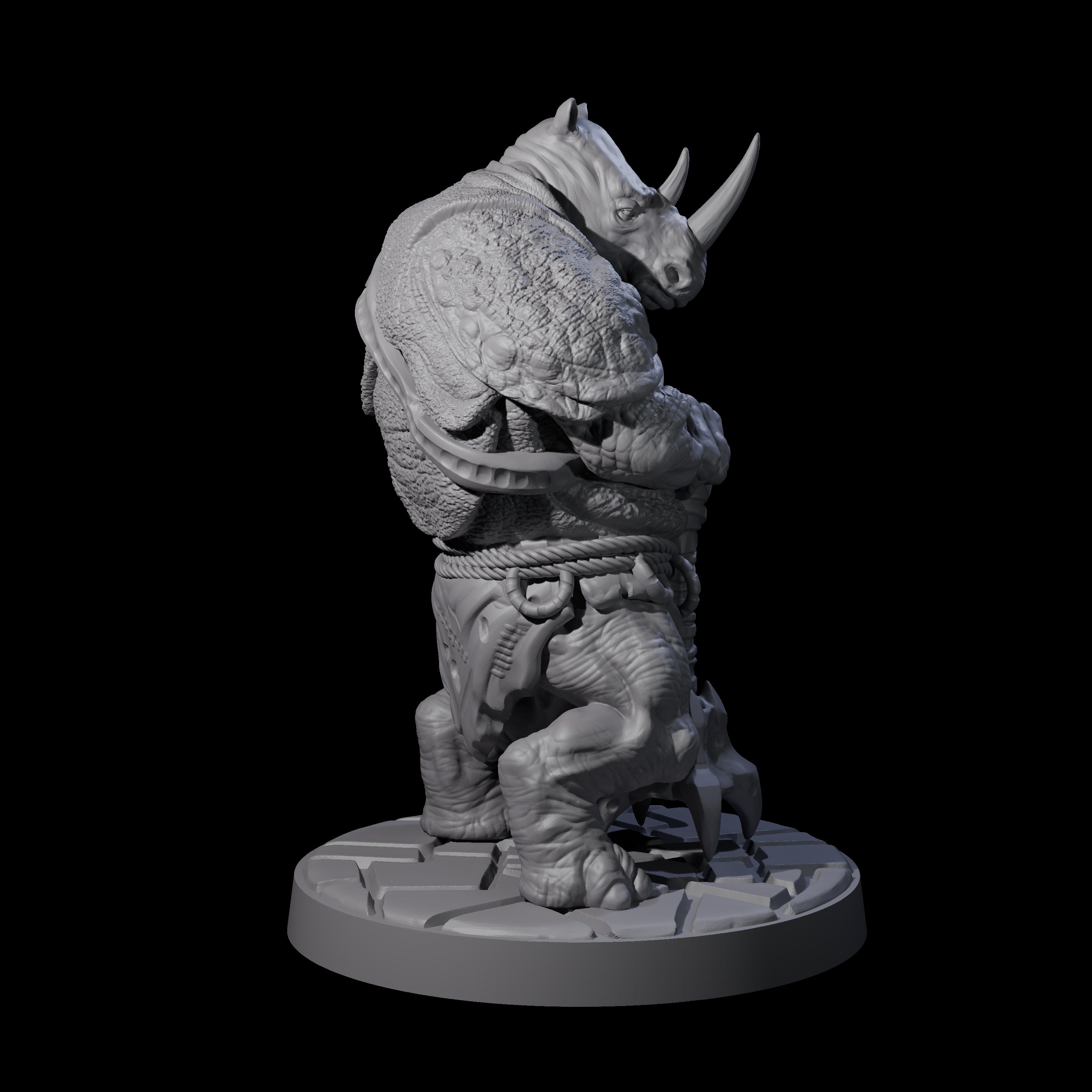 Three Grim Rhinofolk Gladiators Miniature for Dungeons and Dragons, Pathfinder or other TTRPGs