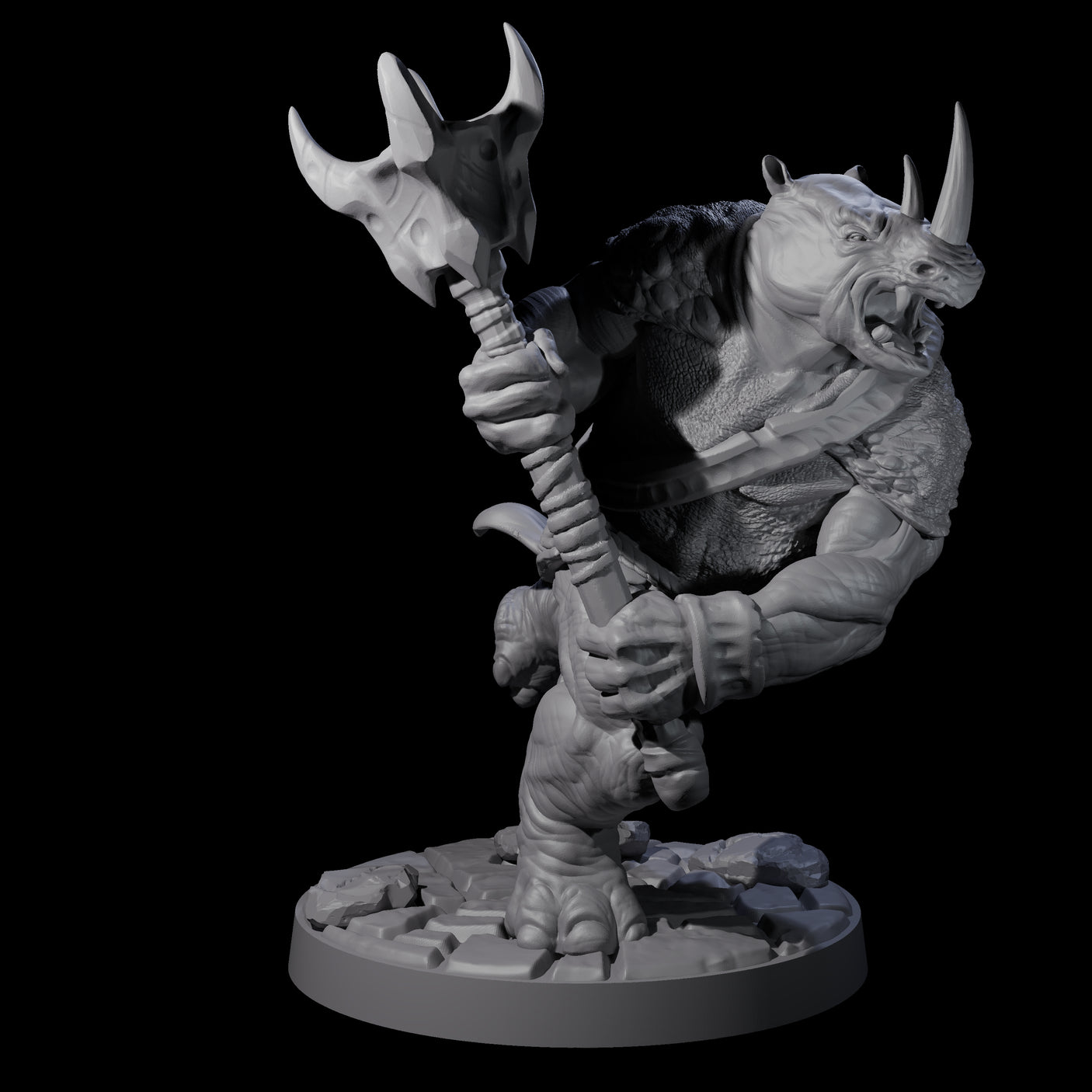 Three Grim Rhinofolk Gladiators Miniature for Dungeons and Dragons, Pathfinder or other TTRPGs