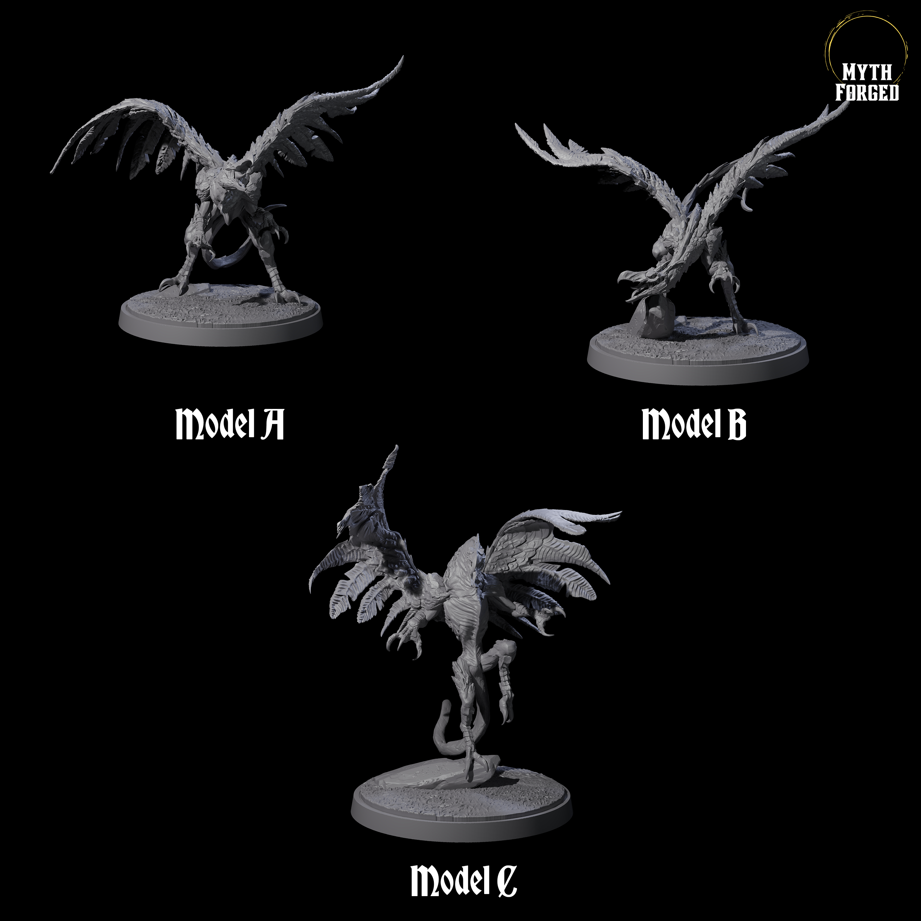 Three Grounded Angry Vrocks Miniature for Dungeons and Dragons, Pathfinder or other TTRPGs