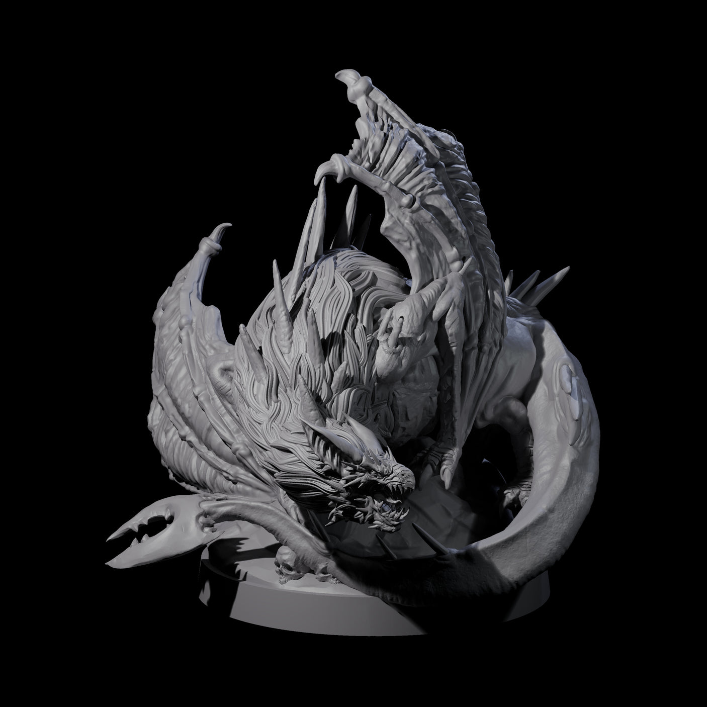 Three Hunched Young Black Dragons Miniature for Dungeons and Dragons, Pathfinder or other TTRPGs